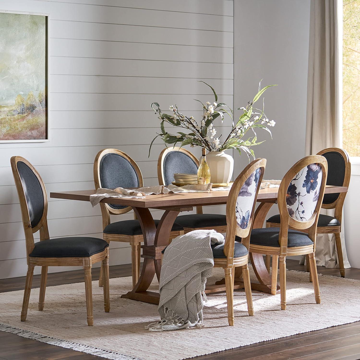 image:imageChristopher Knight Home Derring 7 Piece Dining Set Dark GrayFloral PrintNatural