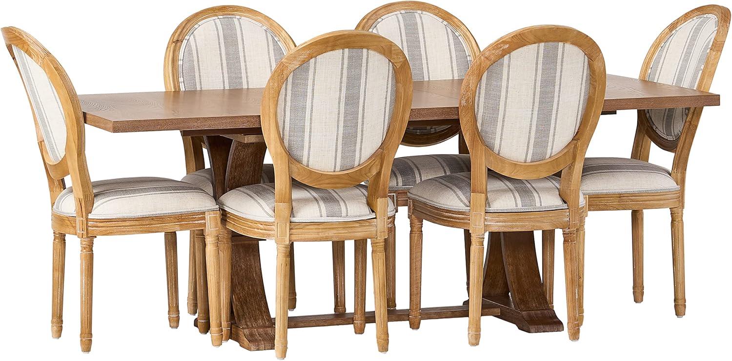 image:imageChristopher Knight Home Derring 7 Piece Dining Set Gray StripeWhite PrintNatural