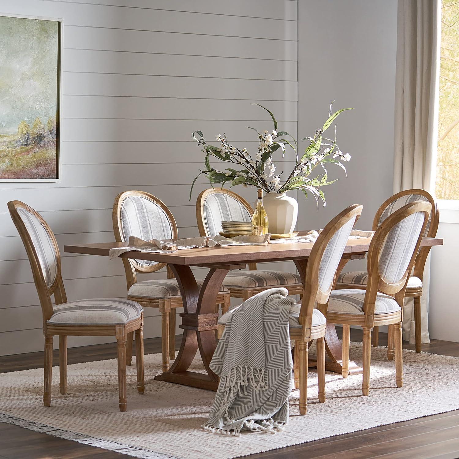 image:imageChristopher Knight Home Derring 7 Piece Dining Set Gray StripeWhite PrintNatural