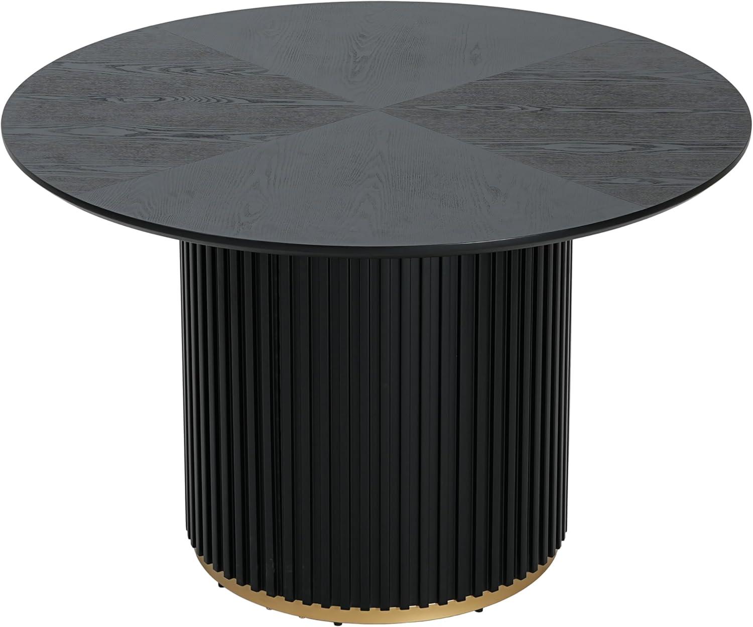 image:imageChristopher Knight Home Ebany Modern Round Dining Table Set for 4 5 Piece Dining Room Table Set for 4 Kitchen Table and Chair Set of 4 BlackBeige