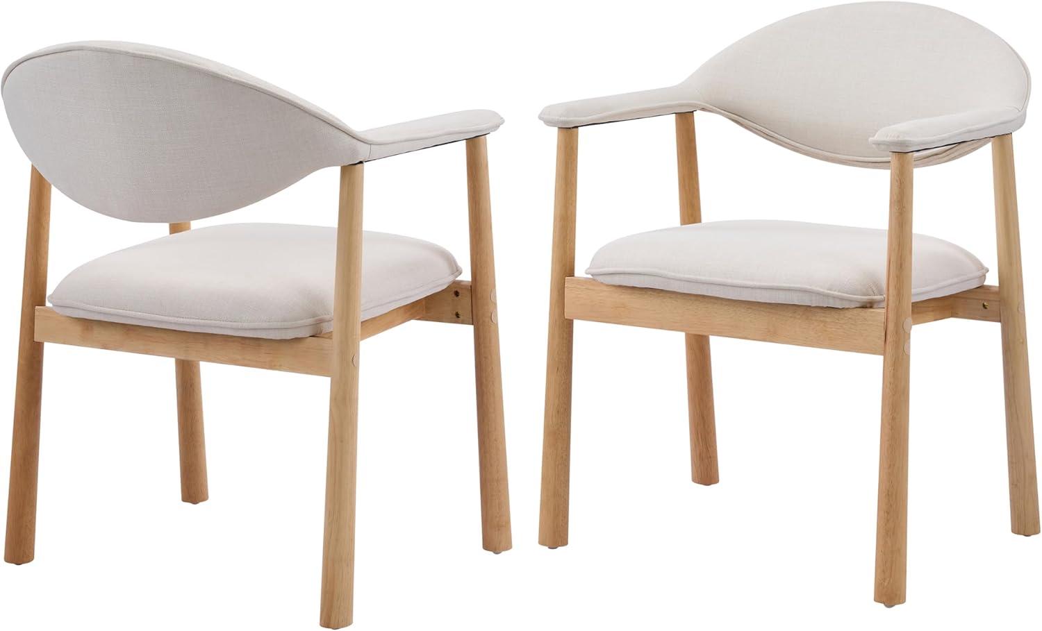 image:imageChristopher Knight Home Faeri Faux Leather Upholstered Dining Chairs Set of 2 Curved Backrest Kitchen Side Chair Rubberwood Dining Room Chairs Extra Seat for Living Room BrownNaturalBeigenatural