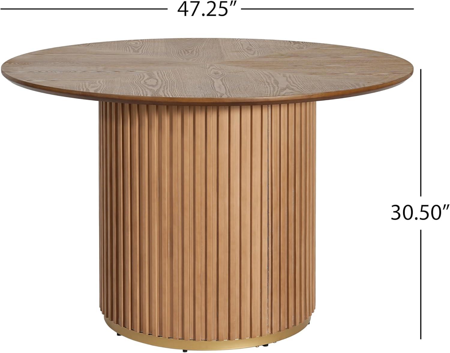 image:imageChristopher Knight Home Falcon Modern Round Dining Table Set for 4 5 Piece Dining Room Table Set for 4 Kitchen Table and Chair Set of 4 NaturalBeigeNaturalbeige