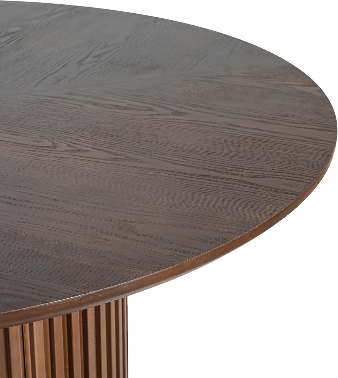 image:imageChristopher Knight Home Falcon Modern Round Dining Table Set for 4 5 Piece Dining Room Table Set for 4 Kitchen Table and Chair Set of 4 NaturalBeigeWalnutbeige