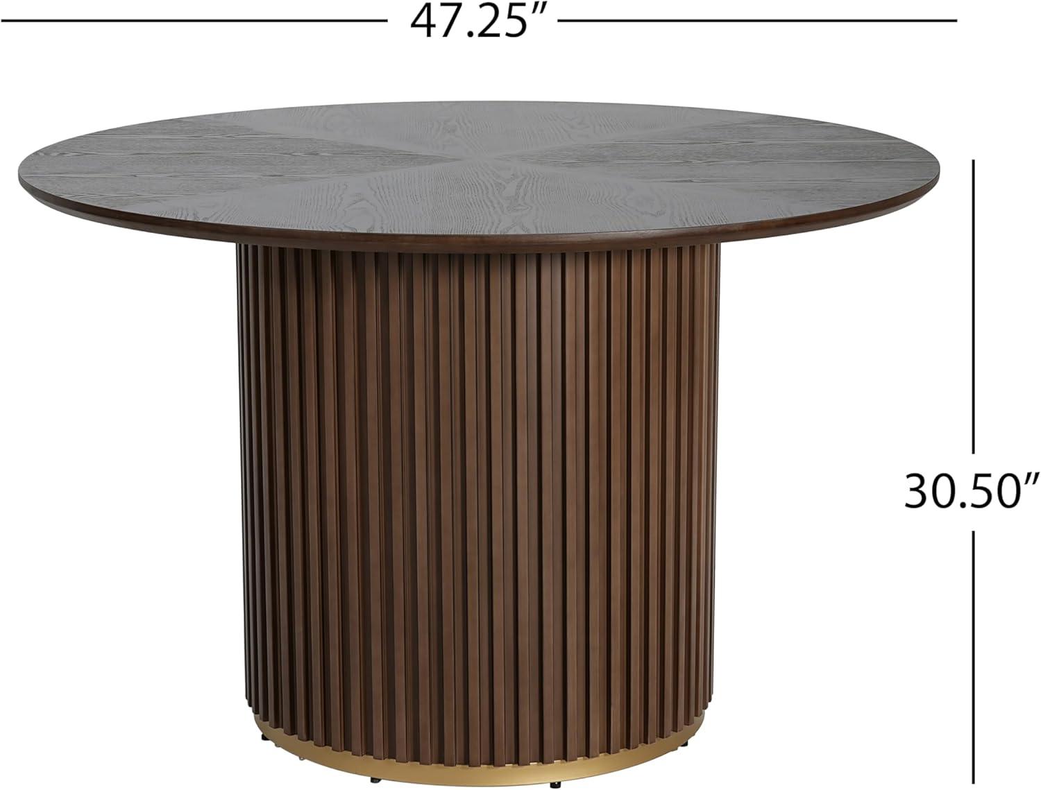 image:imageChristopher Knight Home Falcon Modern Round Dining Table Set for 4 5 Piece Dining Room Table Set for 4 Kitchen Table and Chair Set of 4 NaturalBeigeWalnutbeige