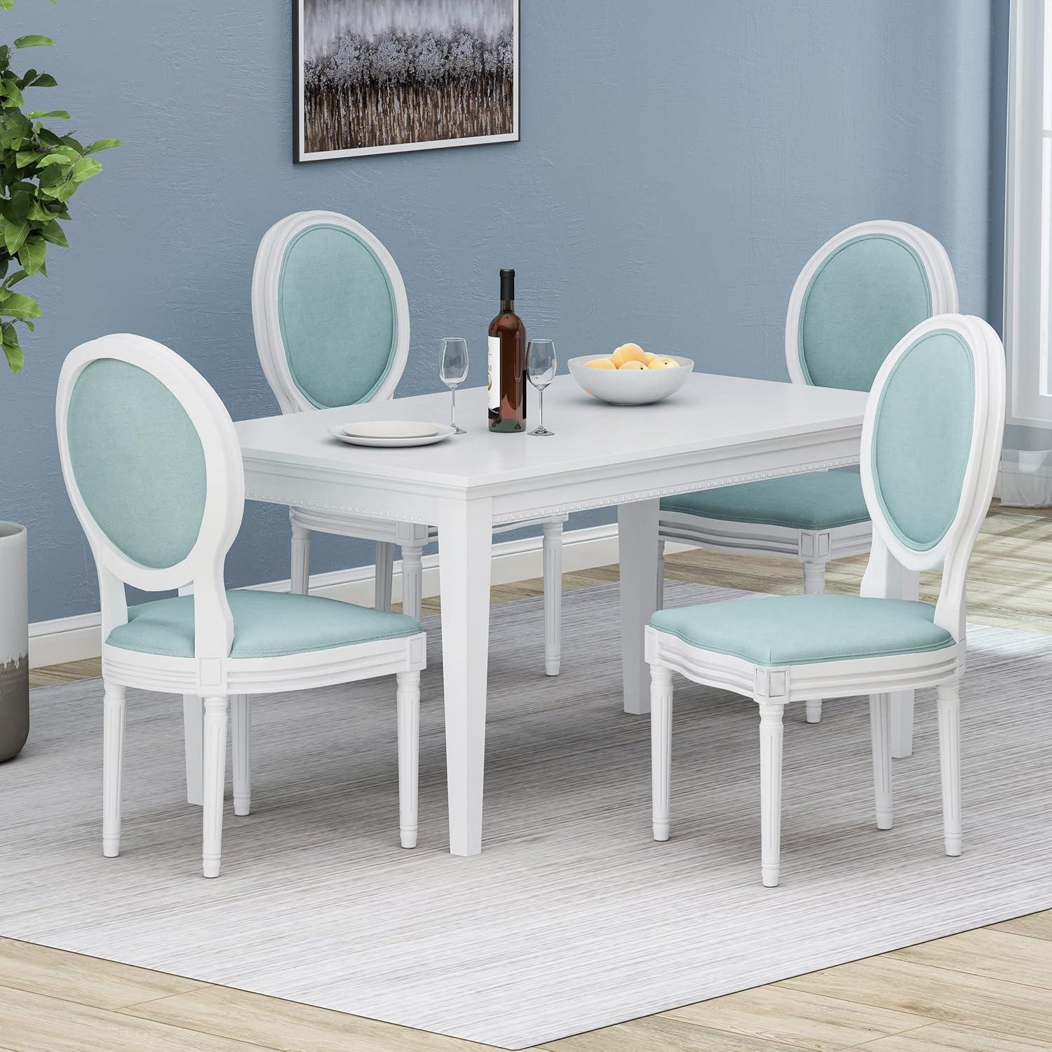 image:imageChristopher Knight Home Gustave French Country Fabric Dining Chairs Set of 4 Light Blue White