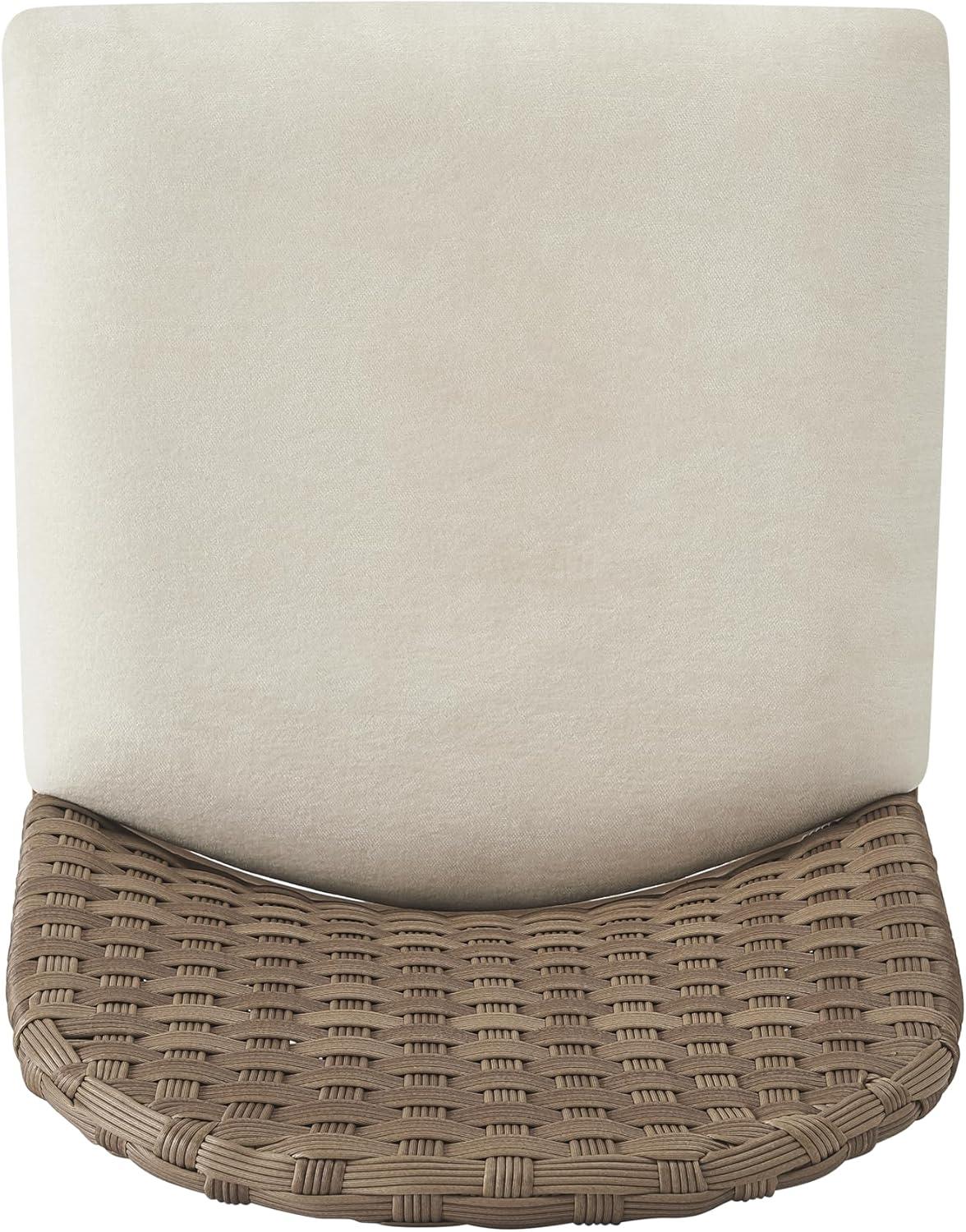 image:imageChristopher Knight Home Haetae Fabric Upholstered Dining Chairs Set of 2 Farmhouse Kitchen Chairs with PE Rattan Backrest Armless Chair with Iron Frame Extra Seating for Dining Room Beige Brown