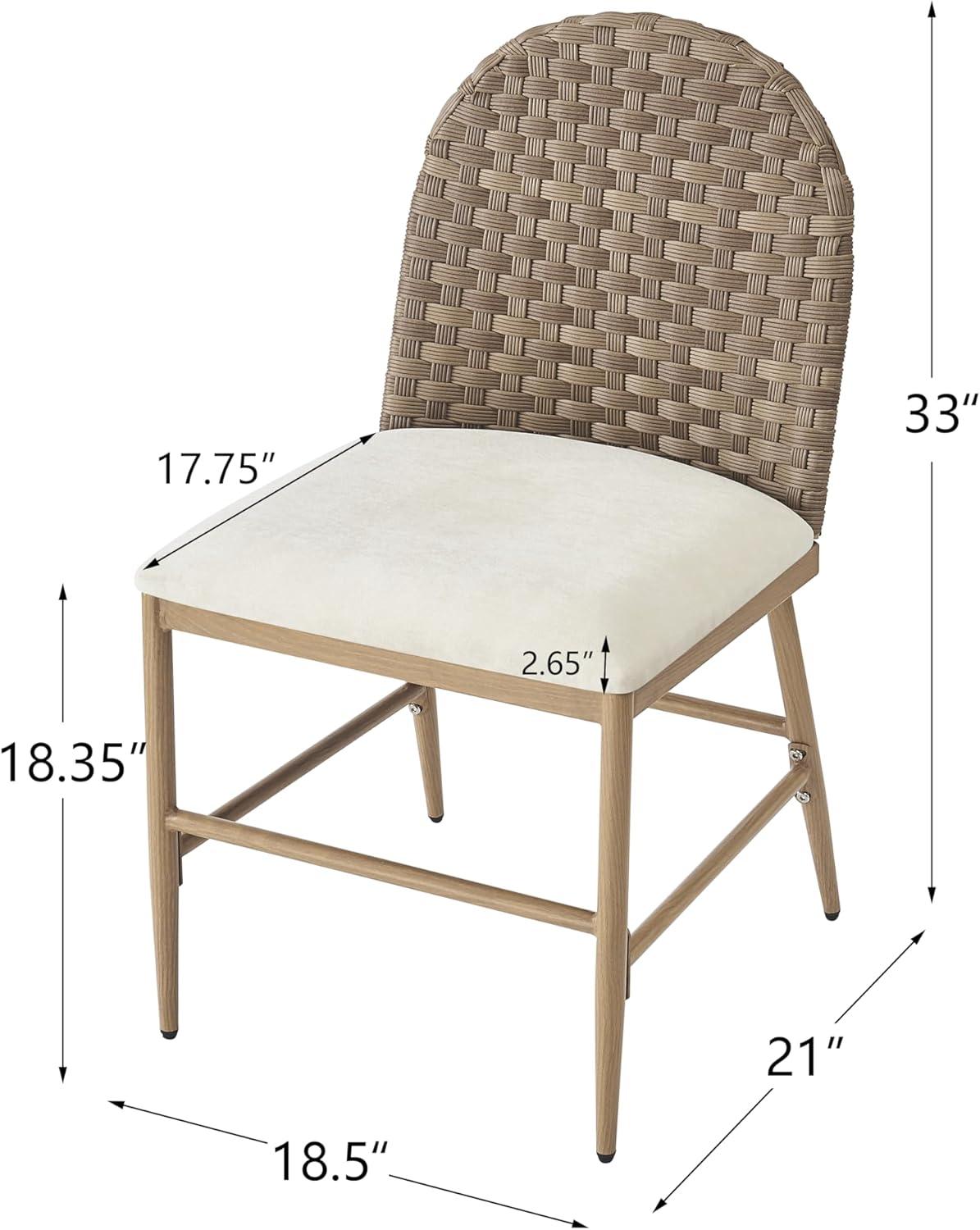 image:imageChristopher Knight Home Haetae Fabric Upholstered Dining Chairs Set of 2 Farmhouse Kitchen Chairs with PE Rattan Backrest Armless Chair with Iron Frame Extra Seating for Dining Room Beige Brown