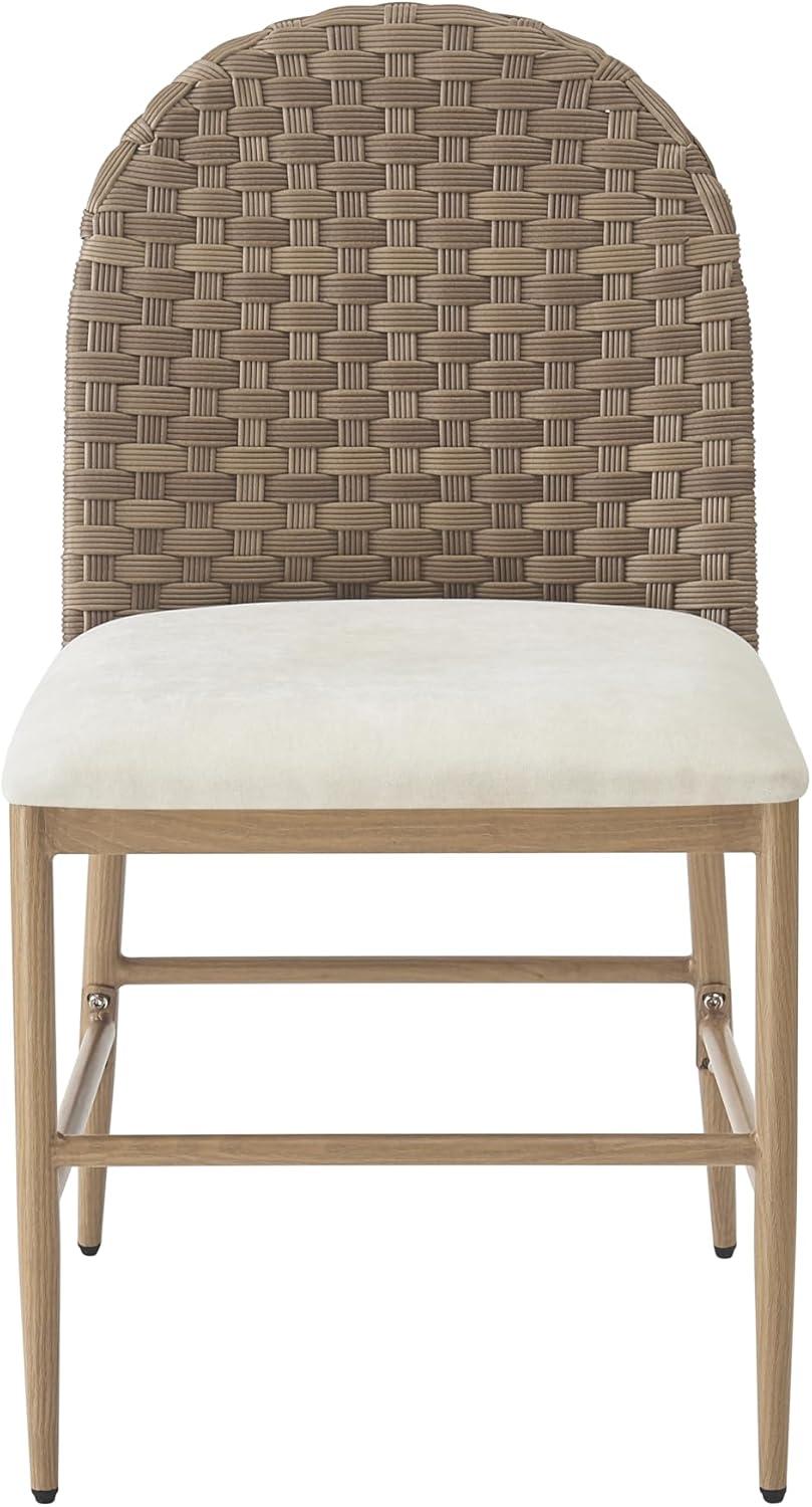 image:imageChristopher Knight Home Haetae Fabric Upholstered Dining Chairs Set of 2 Farmhouse Kitchen Chairs with PE Rattan Backrest Armless Chair with Iron Frame Extra Seating for Dining Room Beige Brown