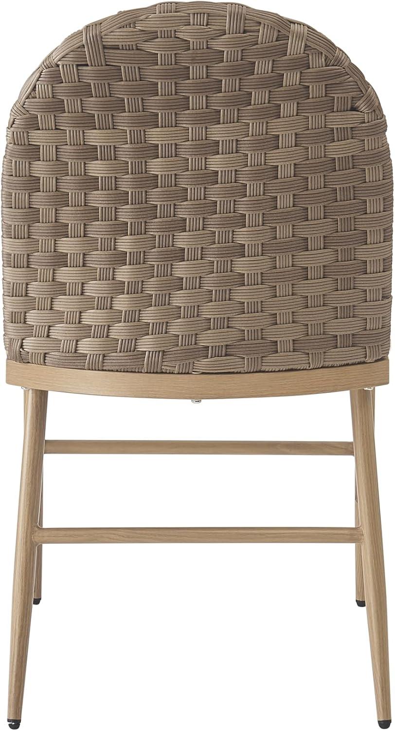 image:imageChristopher Knight Home Haetae Fabric Upholstered Dining Chairs Set of 2 Farmhouse Kitchen Chairs with PE Rattan Backrest Armless Chair with Iron Frame Extra Seating for Dining Room Beige Brown