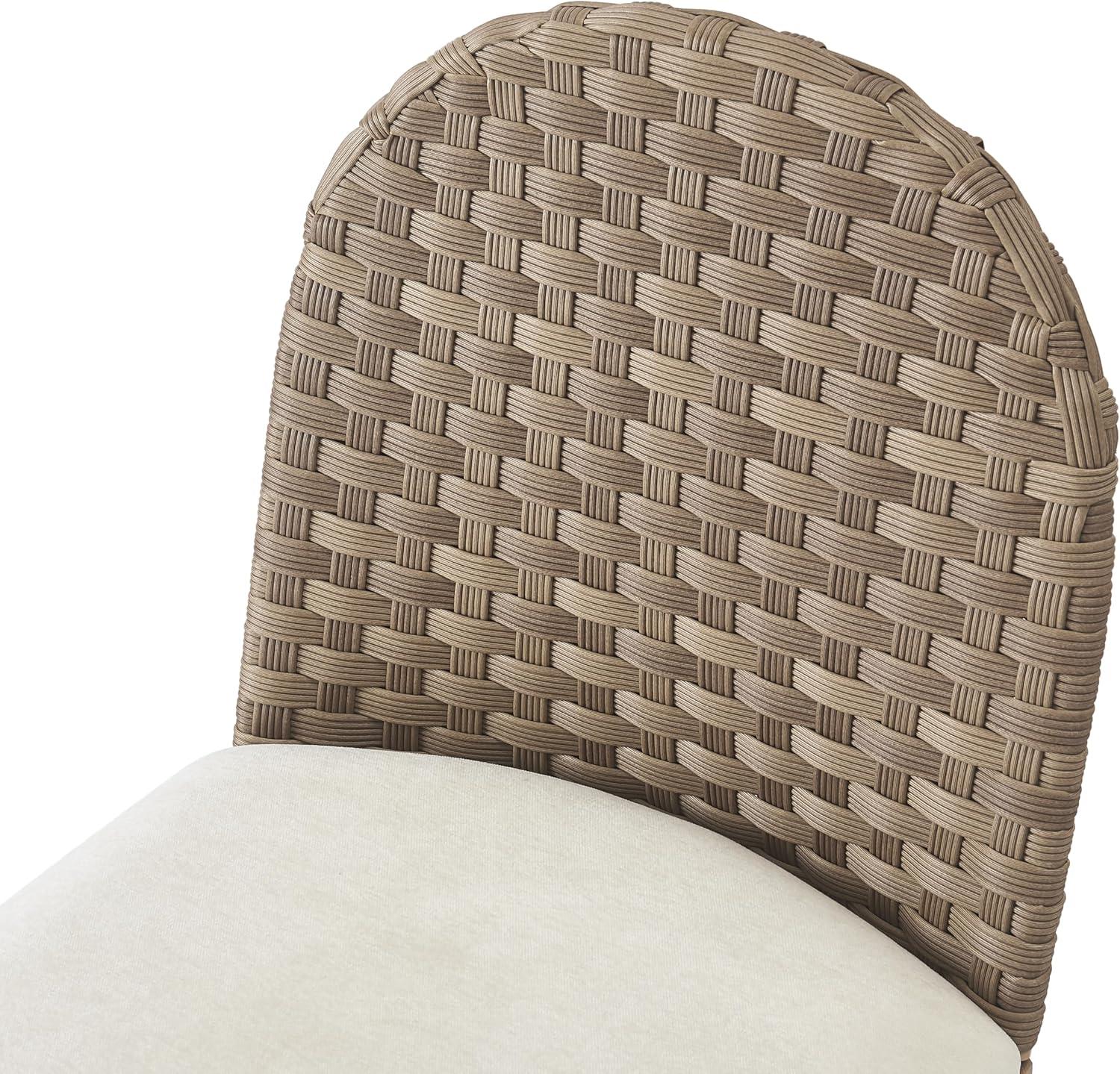 image:imageChristopher Knight Home Haetae Fabric Upholstered Dining Chairs Set of 2 Farmhouse Kitchen Chairs with PE Rattan Backrest Armless Chair with Iron Frame Extra Seating for Dining Room Beige Brown