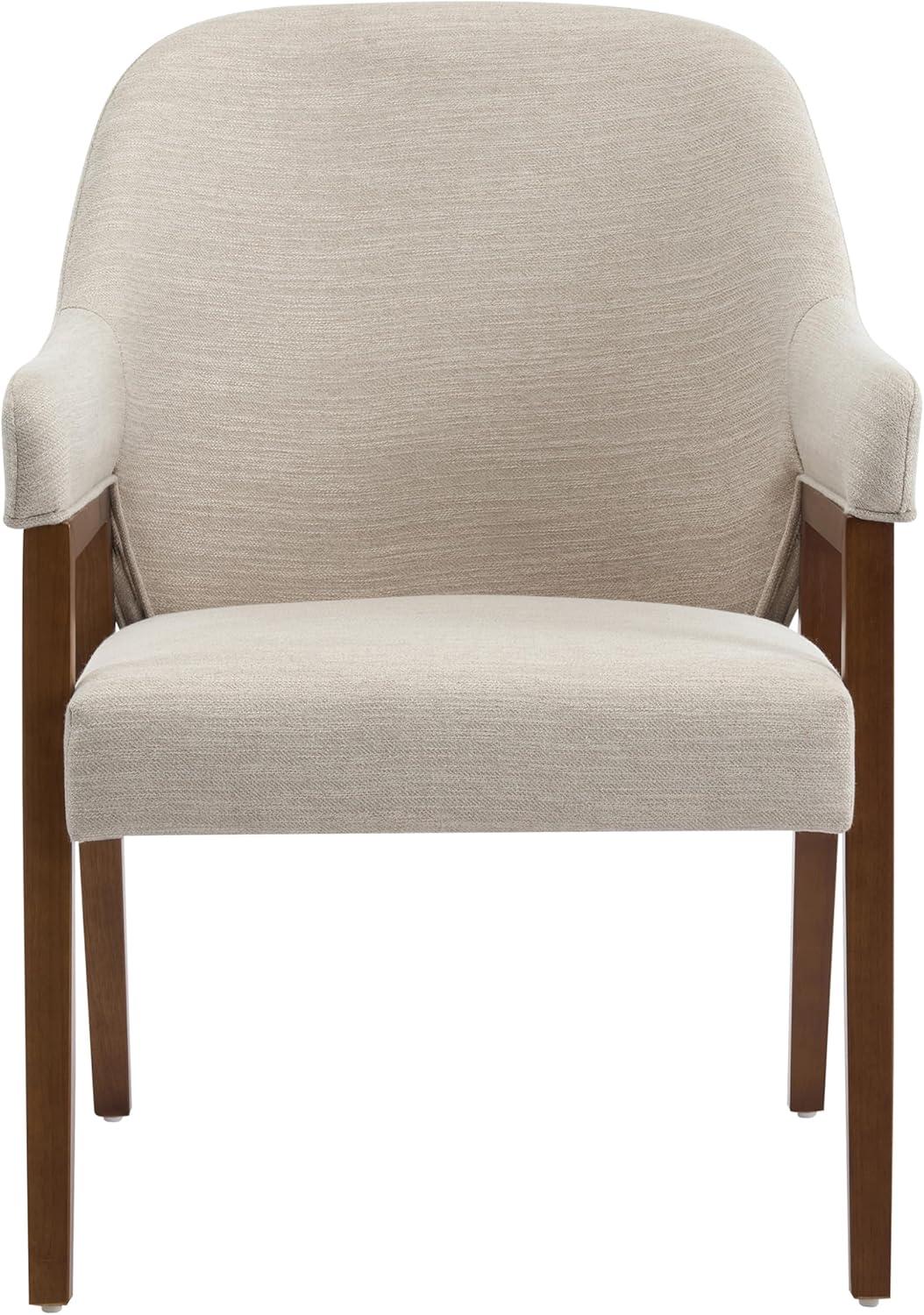 image:imageChristopher Knight Home Joan Fabric Upholstered Dining Chairs Set of 2 Curved Backrest Kitchen Side Chair Rubberwood Dining Room Chairs Extra Seat for Living Room BeigeWalnut