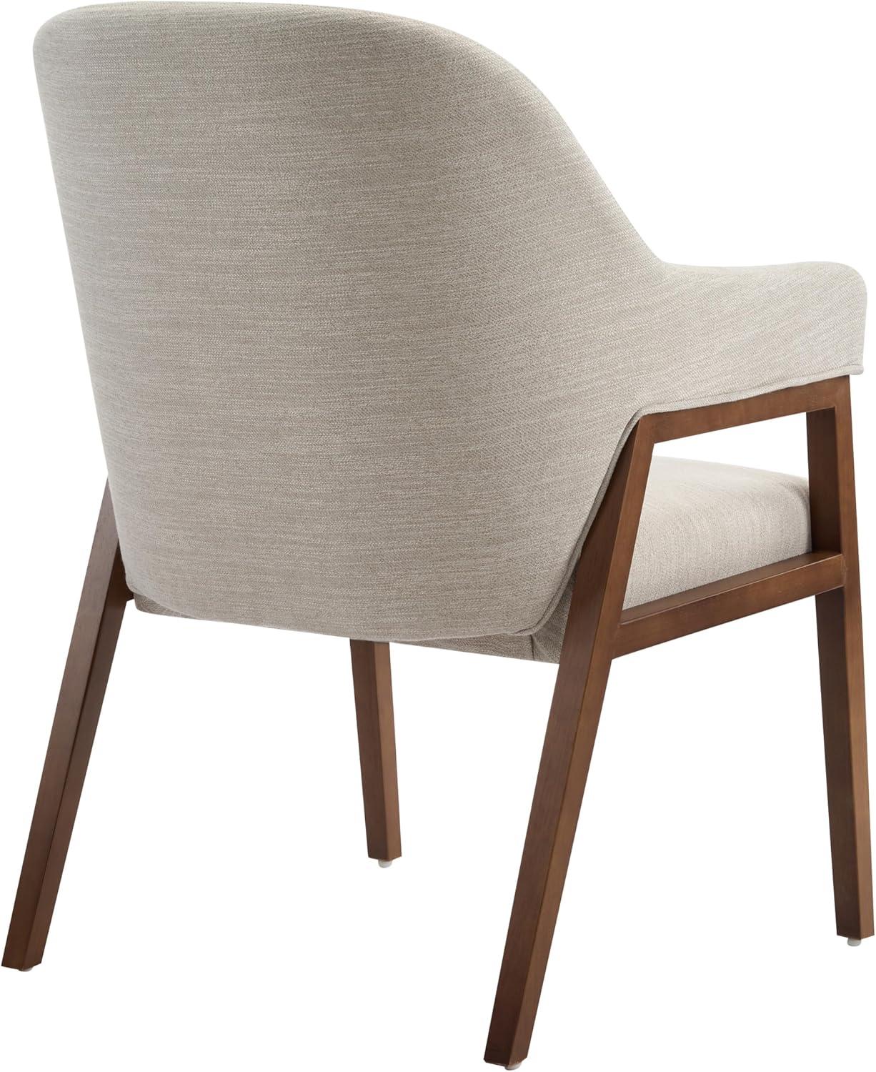 image:imageChristopher Knight Home Joan Fabric Upholstered Dining Chairs Set of 2 Curved Backrest Kitchen Side Chair Rubberwood Dining Room Chairs Extra Seat for Living Room BeigeWalnut