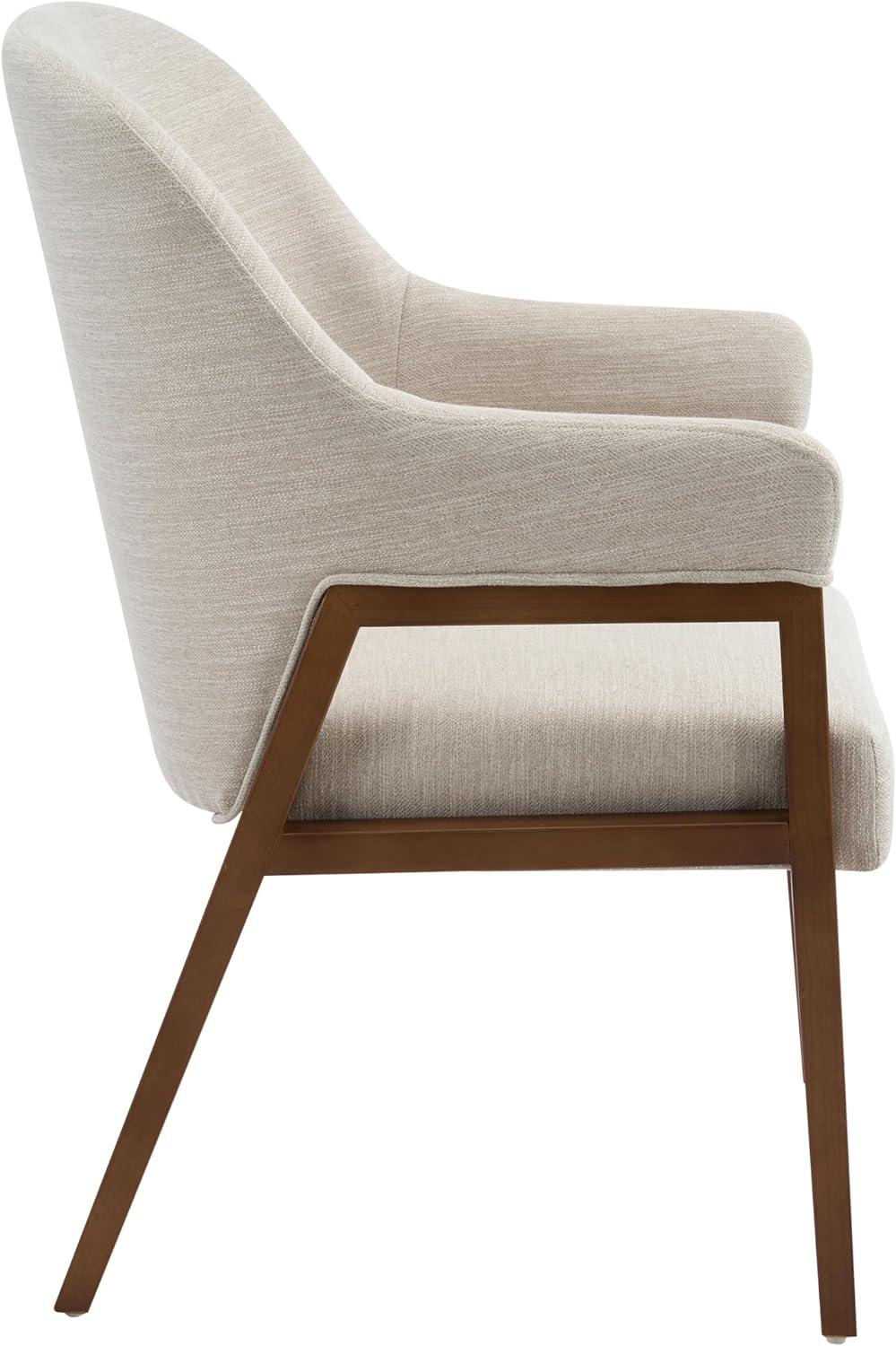 image:imageChristopher Knight Home Joan Fabric Upholstered Dining Chairs Set of 2 Curved Backrest Kitchen Side Chair Rubberwood Dining Room Chairs Extra Seat for Living Room BeigeWalnut
