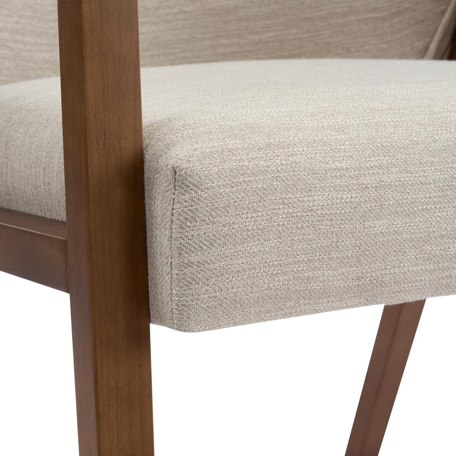 image:imageChristopher Knight Home Joan Fabric Upholstered Dining Chairs Set of 2 Curved Backrest Kitchen Side Chair Rubberwood Dining Room Chairs Extra Seat for Living Room BeigeWalnut