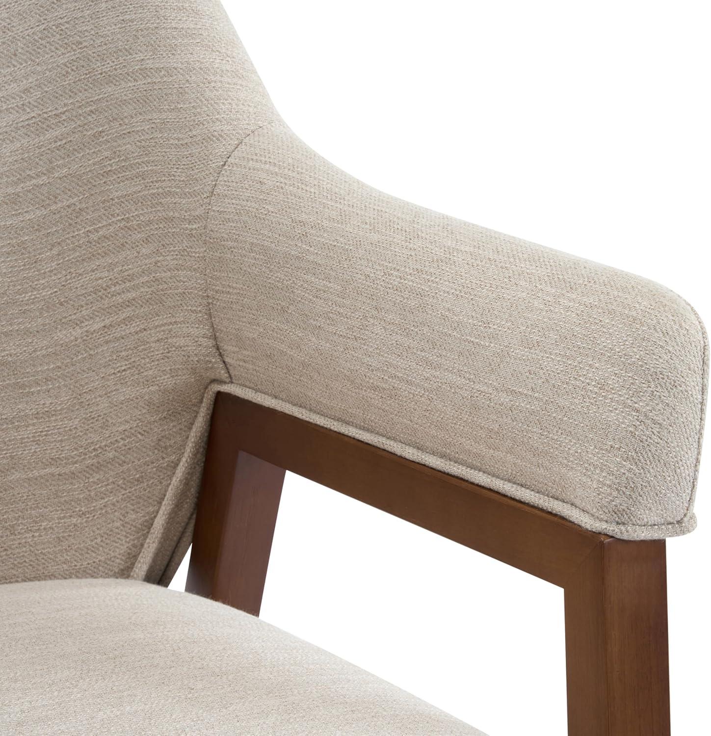 image:imageChristopher Knight Home Joan Fabric Upholstered Dining Chairs Set of 2 Curved Backrest Kitchen Side Chair Rubberwood Dining Room Chairs Extra Seat for Living Room BeigeWalnut