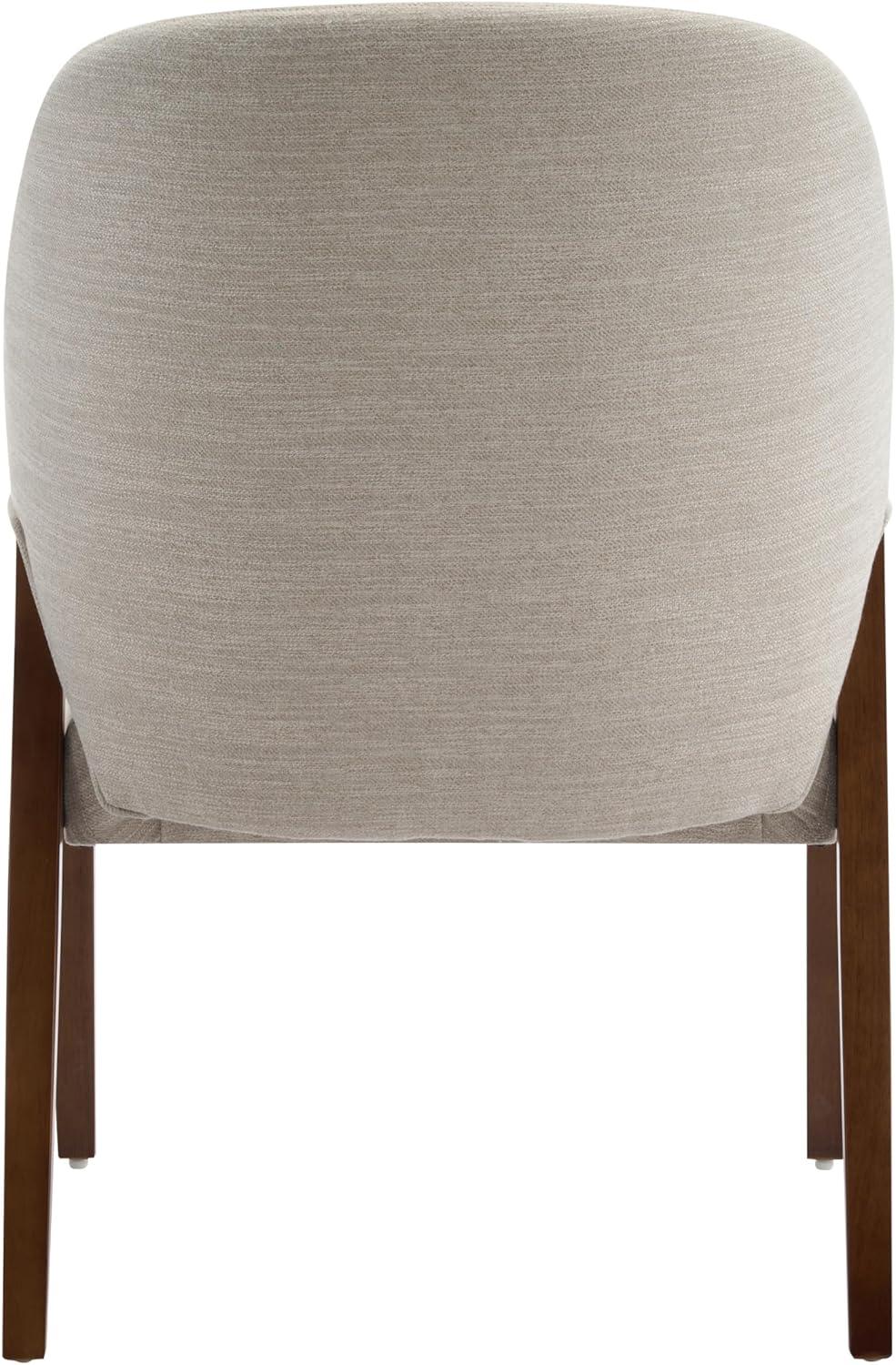 image:imageChristopher Knight Home Joan Fabric Upholstered Dining Chairs Set of 2 Curved Backrest Kitchen Side Chair Rubberwood Dining Room Chairs Extra Seat for Living Room BeigeWalnut