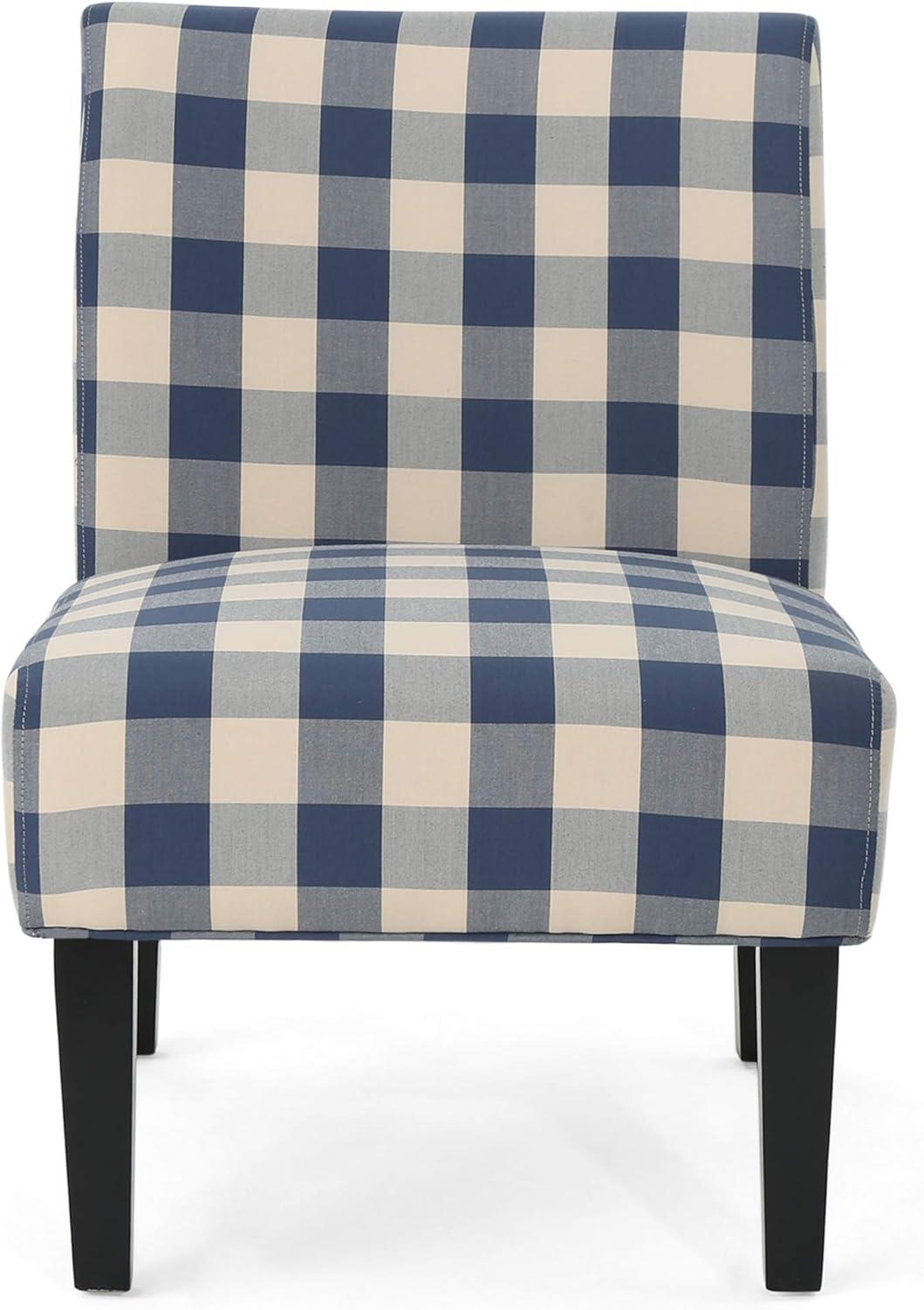 image:imageChristopher Knight Home Kassi Fabric Dining Chair Blue NavyBlue Checkerboard and Matte Black