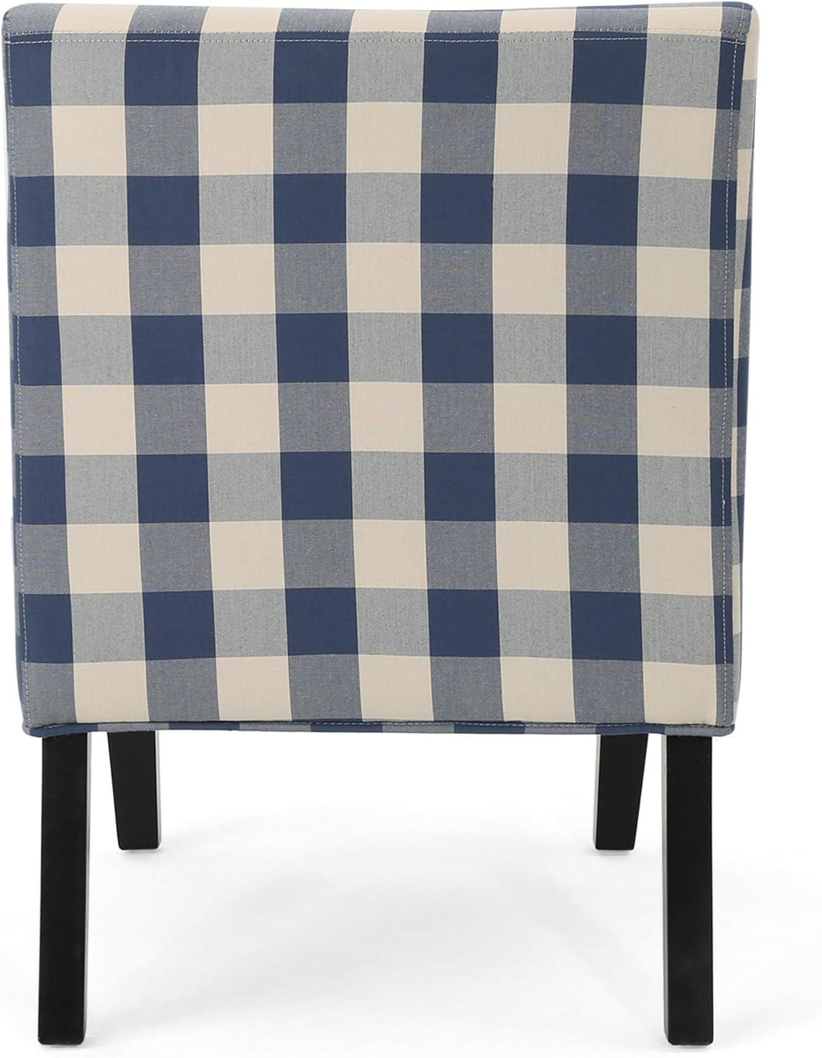image:imageChristopher Knight Home Kassi Fabric Dining Chair Blue NavyBlue Checkerboard and Matte Black
