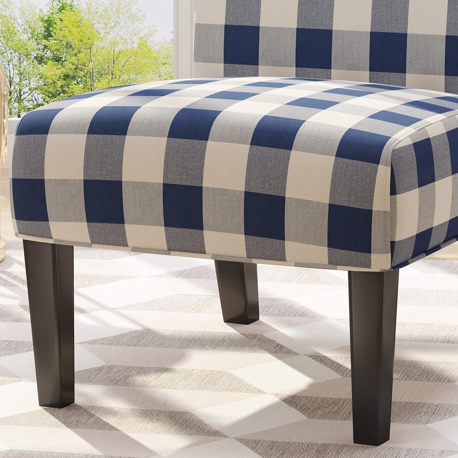 image:imageChristopher Knight Home Kassi Fabric Dining Chair Blue NavyBlue Checkerboard and Matte Black