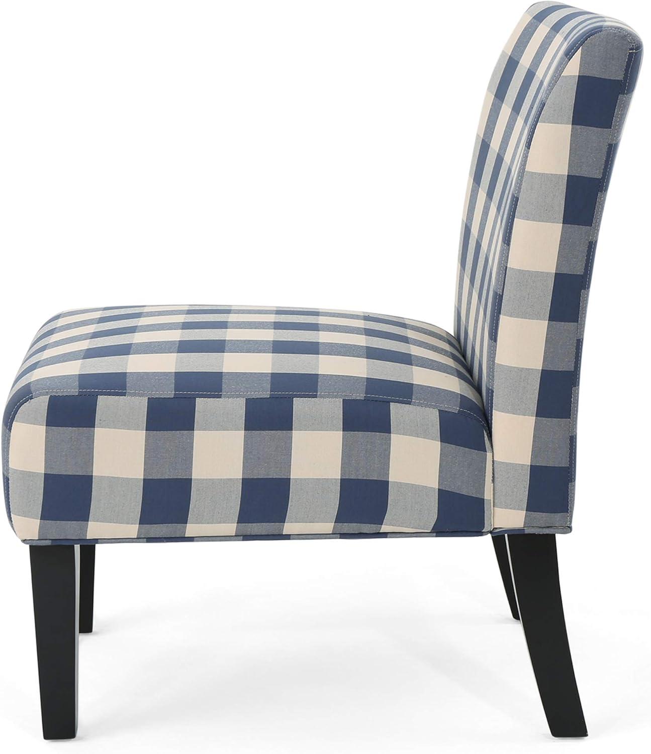 image:imageChristopher Knight Home Kassi Fabric Dining Chair Blue NavyBlue Checkerboard and Matte Black