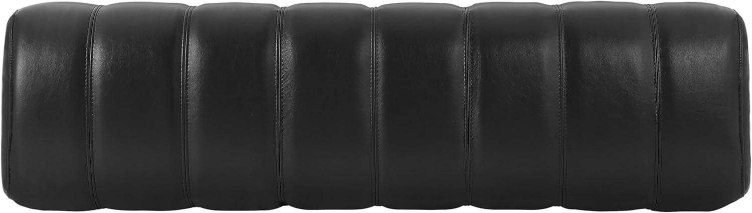 image:imageChristopher Knight Home Lamie Faux Leather Upholstered Dining Bench Wooden Entryway Bench Long Sofa Footstool for Living Room Bedroom End of Bed Bench BrownBlackBlack