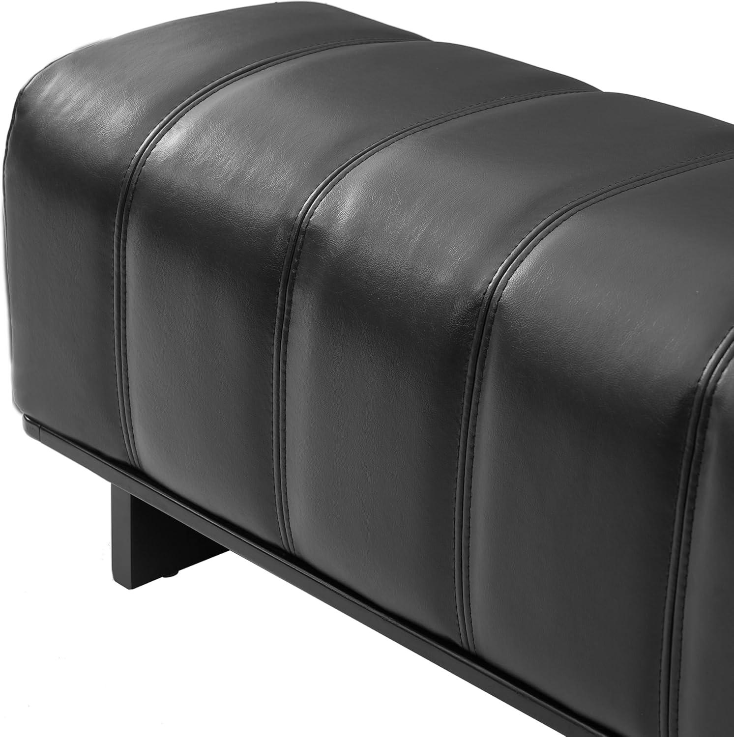 image:imageChristopher Knight Home Lamie Faux Leather Upholstered Dining Bench Wooden Entryway Bench Long Sofa Footstool for Living Room Bedroom End of Bed Bench BrownBlackBlack