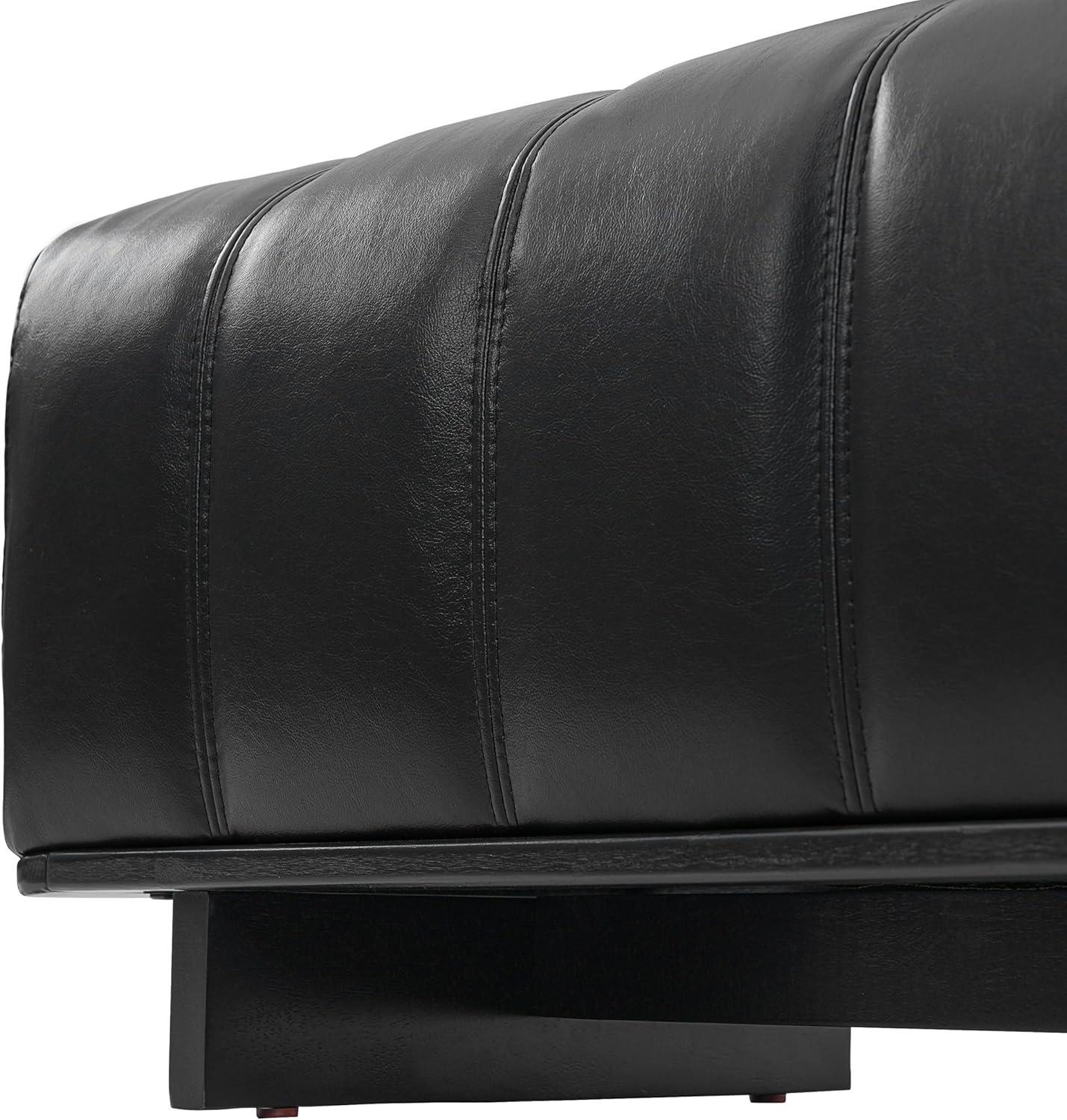 image:imageChristopher Knight Home Lamie Faux Leather Upholstered Dining Bench Wooden Entryway Bench Long Sofa Footstool for Living Room Bedroom End of Bed Bench BrownBlackBlack