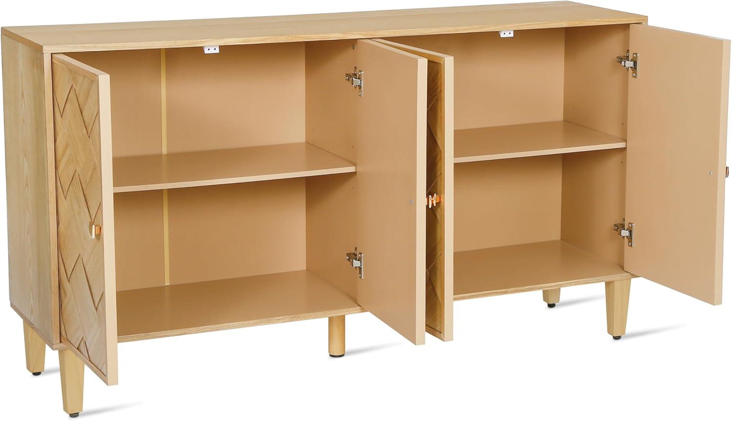 image:imageChristopher Knight Home Lona Modern Minimalist Wooden Storage Sideboard Living Room Cupboard with Shelves Dining RoomKitchen Buffet Cabinet Entryway Display Table Home Office Decoration SilverNatural