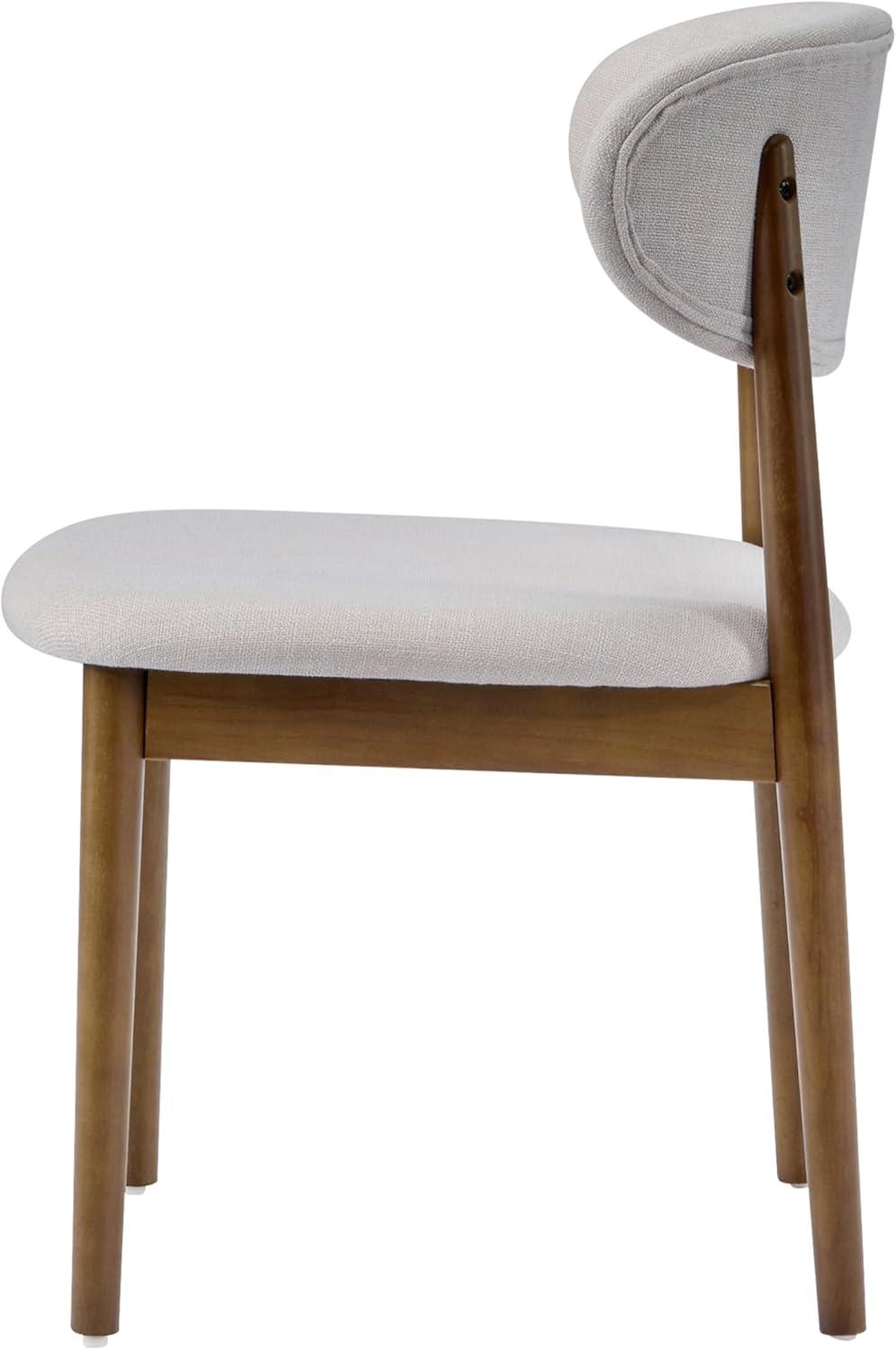 image:imageChristopher Knight Home Lyncon Fabric Upholstered Dining Chairs Set of 2 Wooden Dining Room Armless Chair Curved Backrest Kitchen Side Chair BeigeWalnutBeigewalnut