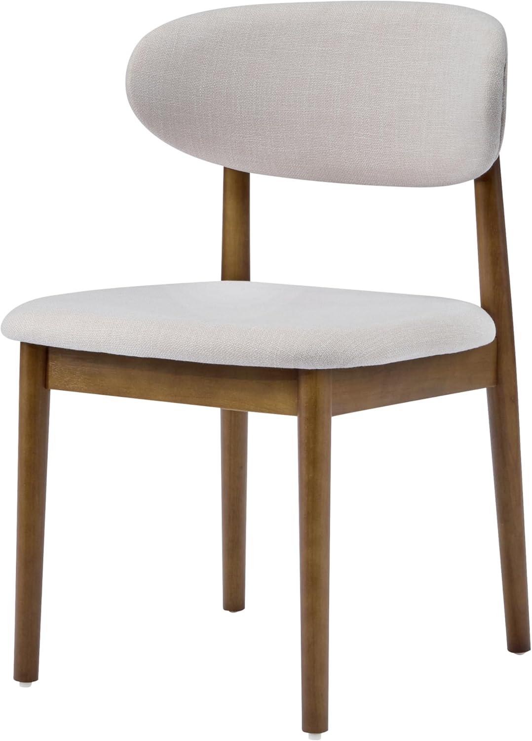 image:imageChristopher Knight Home Lyncon Fabric Upholstered Dining Chairs Set of 2 Wooden Dining Room Armless Chair Curved Backrest Kitchen Side Chair BeigeWalnutBeigewalnut