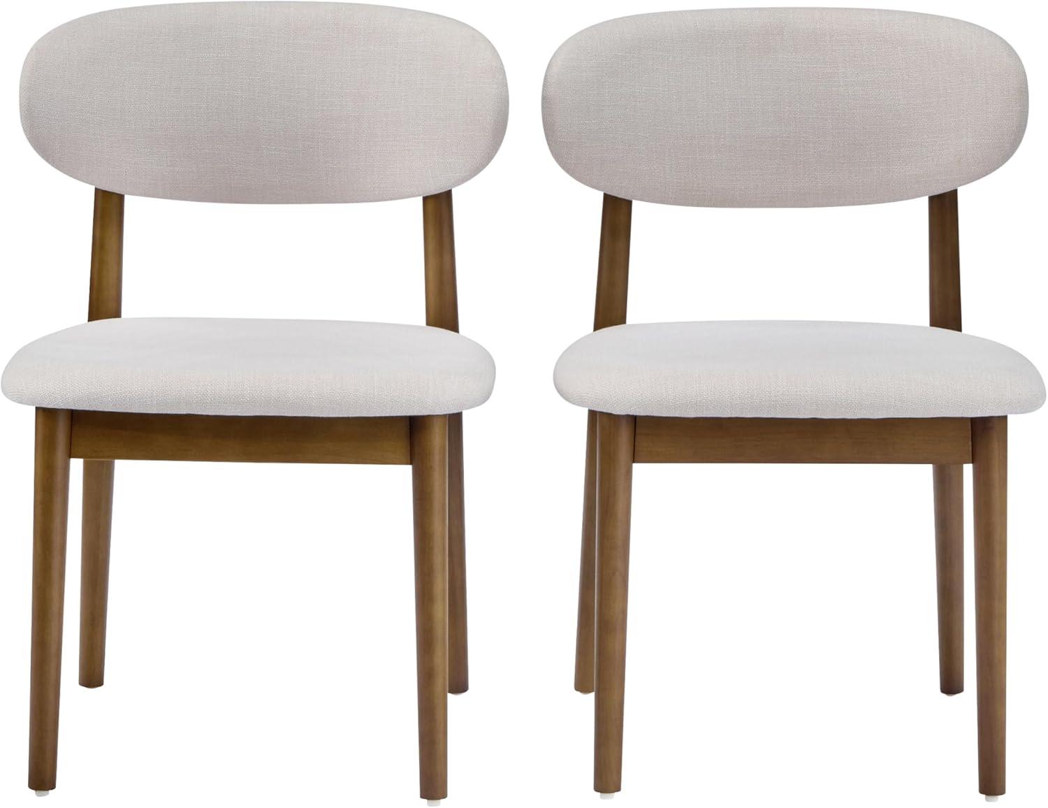 image:imageChristopher Knight Home Lyncon Fabric Upholstered Dining Chairs Set of 2 Wooden Dining Room Armless Chair Curved Backrest Kitchen Side Chair BeigeWalnutBeigewalnut