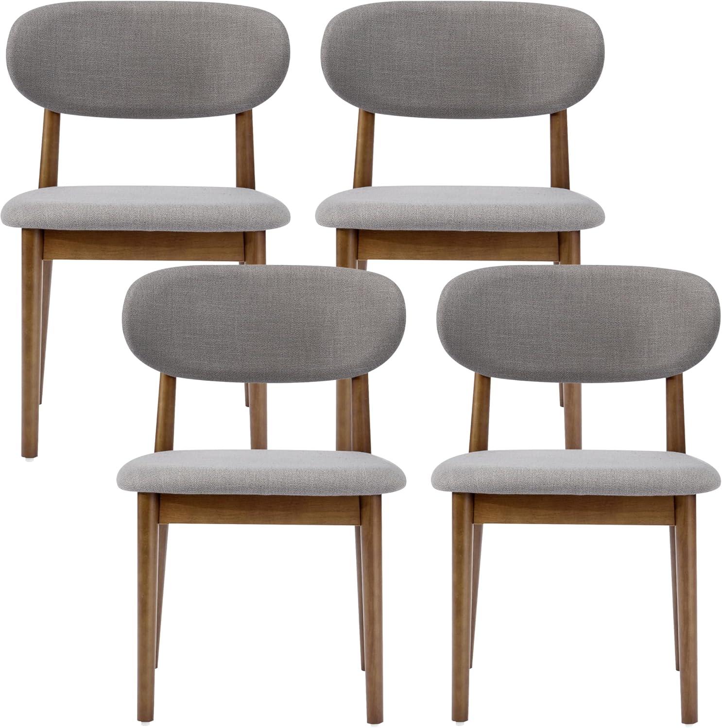 image:imageChristopher Knight Home Lyncon Fabric Upholstered Dining Chairs Set of 4 Wooden Dining Room Armless Chair Curved Backrest Kitchen Side Chair GrayWalnutGraywalnut