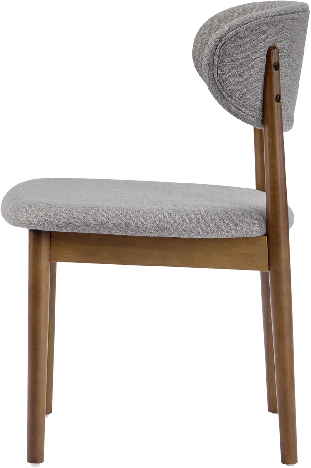 image:imageChristopher Knight Home Lyncon Fabric Upholstered Dining Chairs Set of 4 Wooden Dining Room Armless Chair Curved Backrest Kitchen Side Chair GrayWalnutGraywalnut