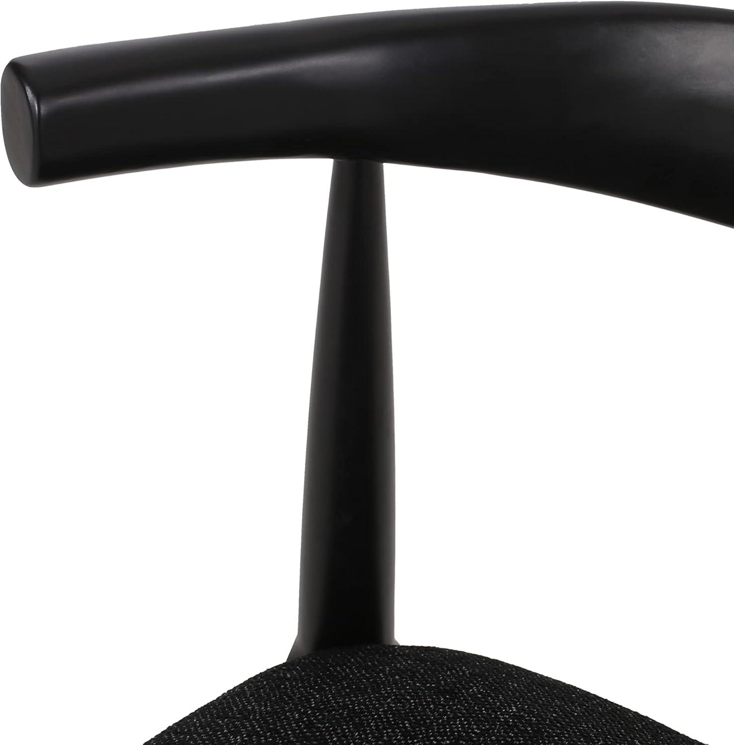image:imageChristopher Knight Home Mika Fabric Upholstered Dining Chairs Set of 2 Wooden Dining Room Armless Chair Curved Backrest Kitchen Side Chair BlackBlack