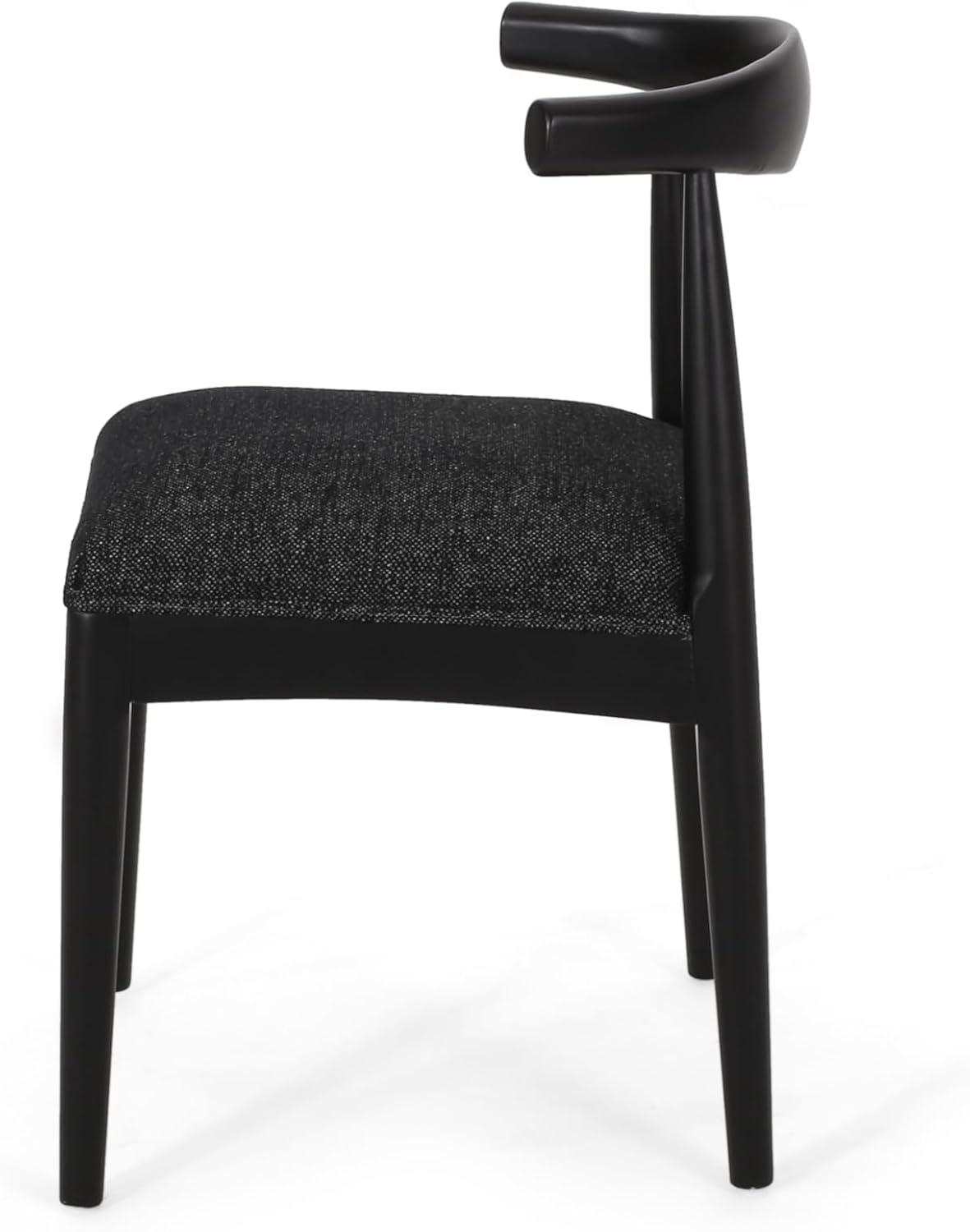 image:imageChristopher Knight Home Mika Fabric Upholstered Dining Chairs Set of 2 Wooden Dining Room Armless Chair Curved Backrest Kitchen Side Chair BlackBlack