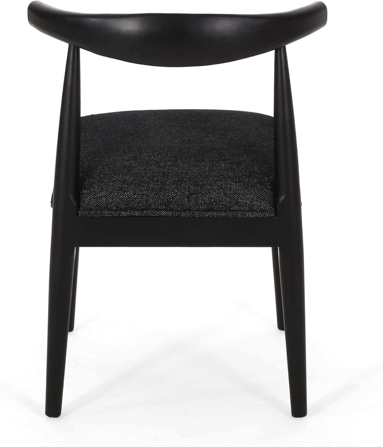 image:imageChristopher Knight Home Mika Fabric Upholstered Dining Chairs Set of 2 Wooden Dining Room Armless Chair Curved Backrest Kitchen Side Chair BlackBlack