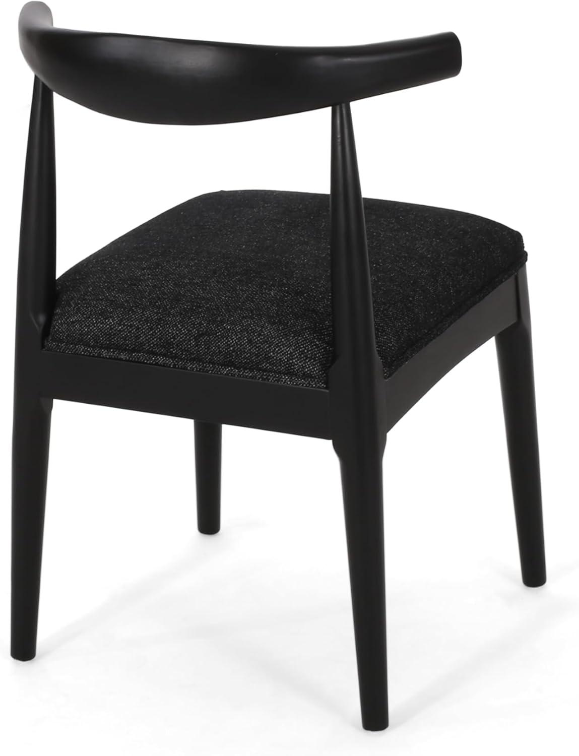 image:imageChristopher Knight Home Mika Fabric Upholstered Dining Chairs Set of 2 Wooden Dining Room Armless Chair Curved Backrest Kitchen Side Chair BlackBlack
