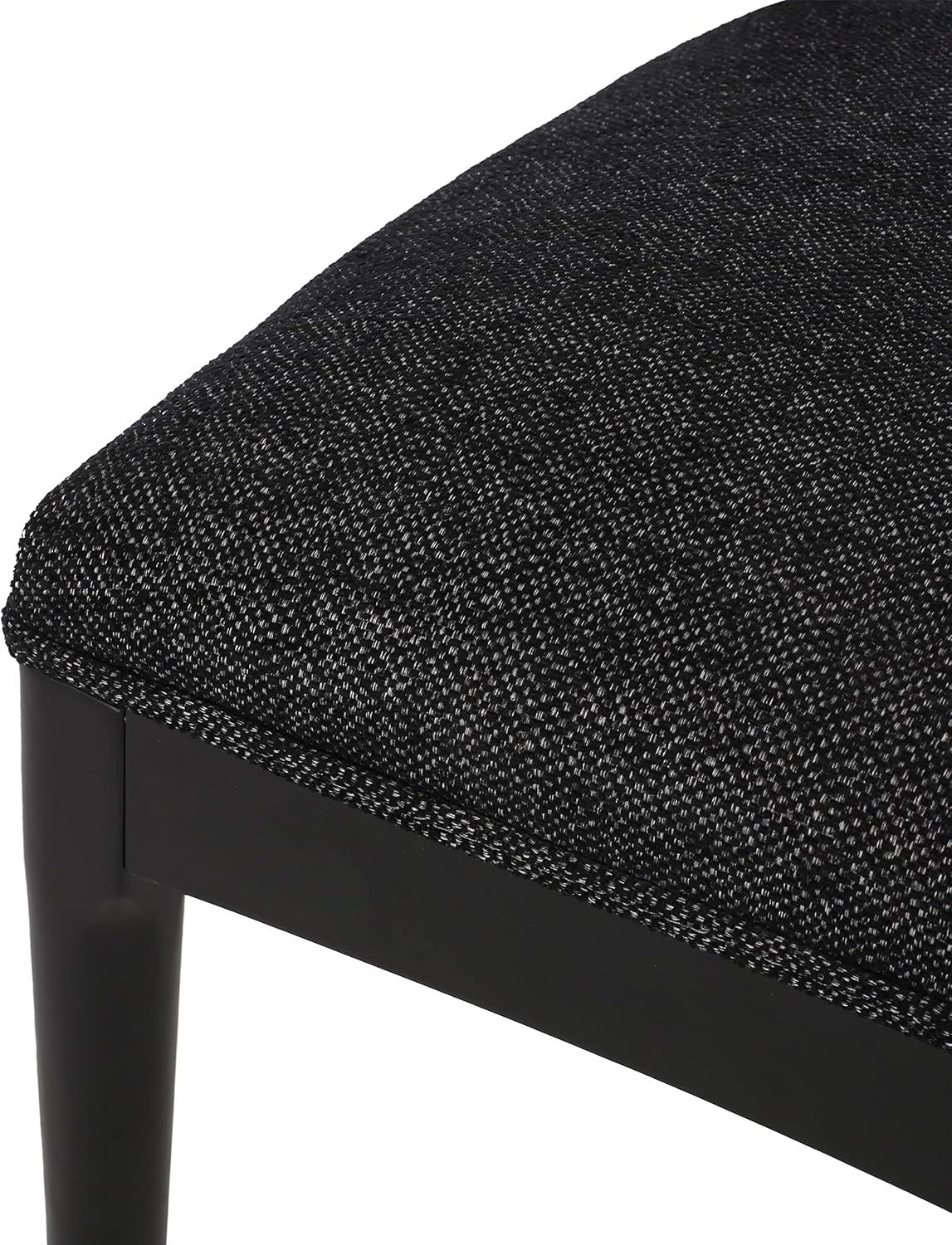 image:imageChristopher Knight Home Mika Fabric Upholstered Dining Chairs Set of 2 Wooden Dining Room Armless Chair Curved Backrest Kitchen Side Chair BlackBlack