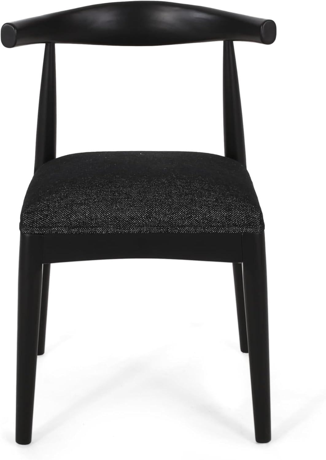 image:imageChristopher Knight Home Mika Fabric Upholstered Dining Chairs Set of 2 Wooden Dining Room Armless Chair Curved Backrest Kitchen Side Chair BlackBlack