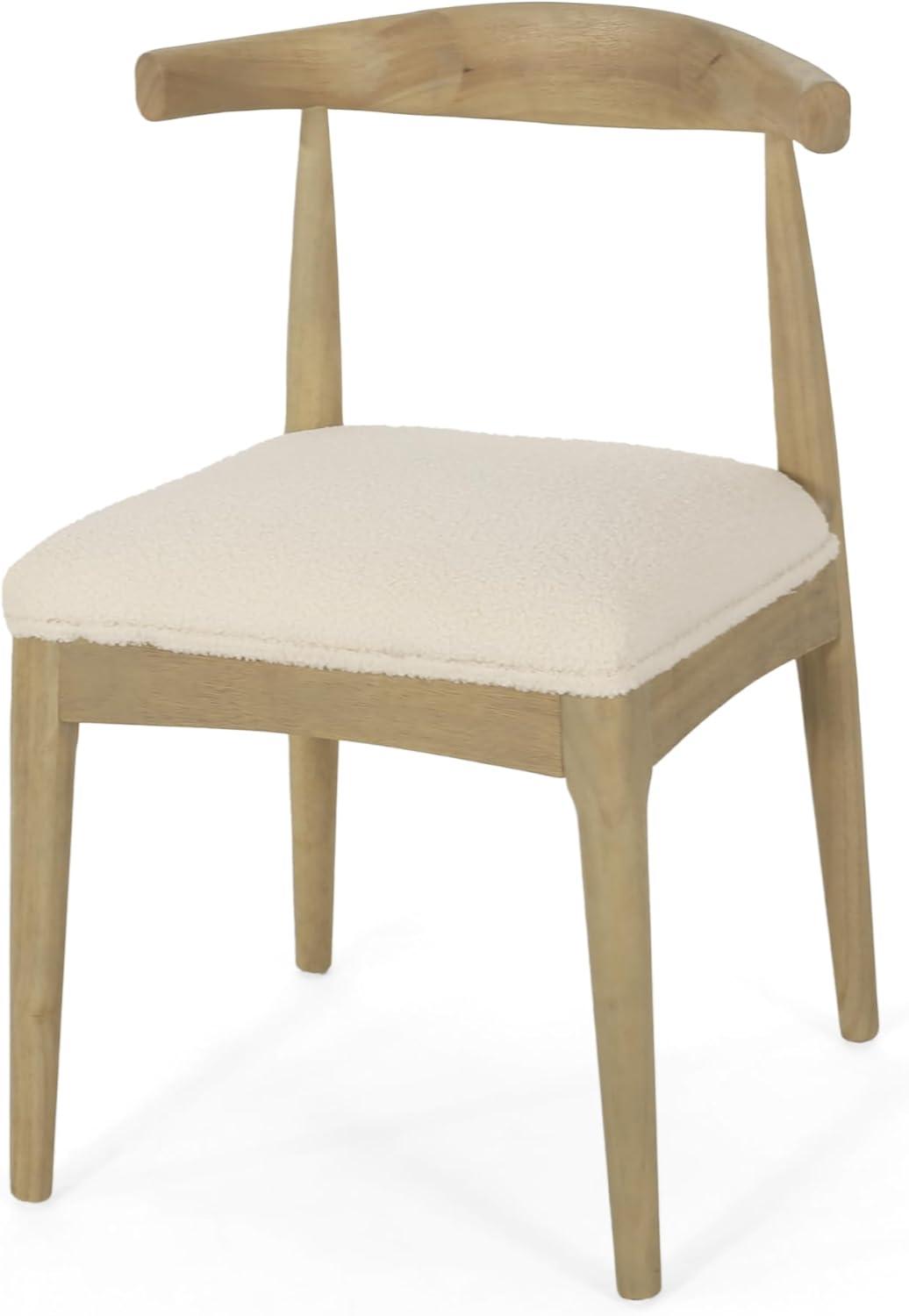image:imageChristopher Knight Home Mika Fabric Upholstered Dining Chairs Set of 2 Wooden Dining Room Armless Chair Curved Backrest Kitchen Side Chair BlackLight Ashivory