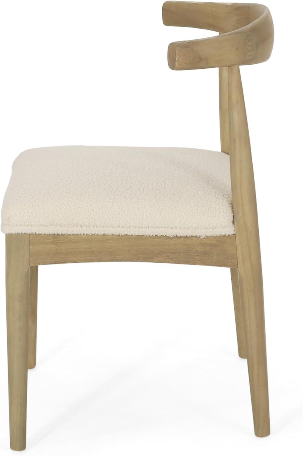 image:imageChristopher Knight Home Mika Fabric Upholstered Dining Chairs Set of 2 Wooden Dining Room Armless Chair Curved Backrest Kitchen Side Chair BlackLight Ashivory