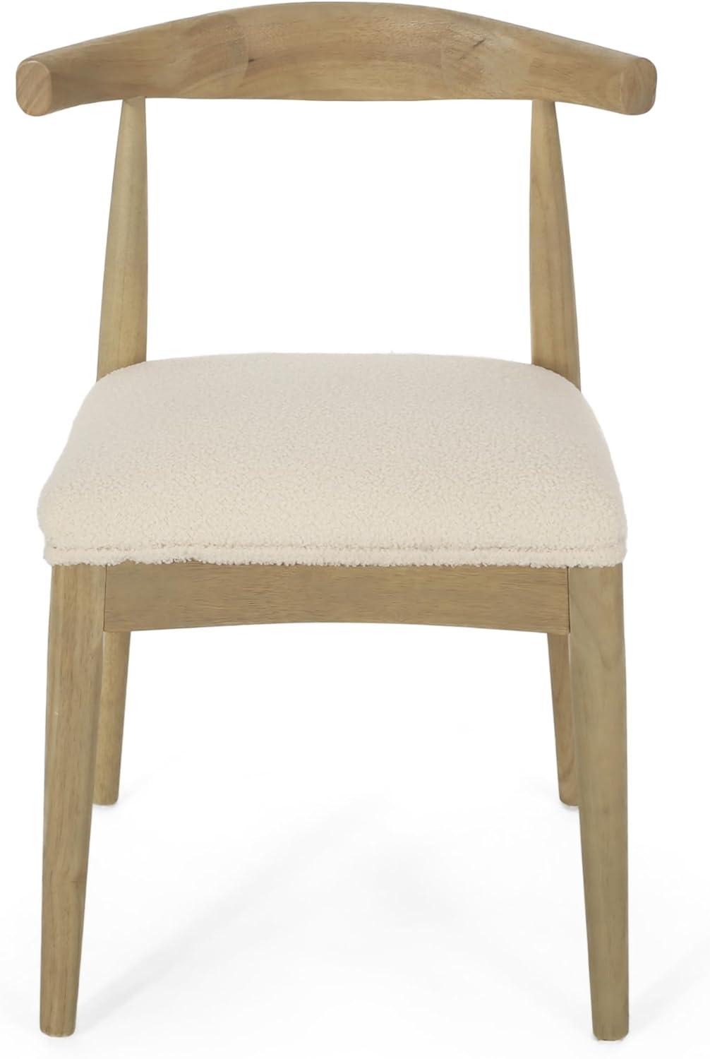 image:imageChristopher Knight Home Mika Fabric Upholstered Dining Chairs Set of 2 Wooden Dining Room Armless Chair Curved Backrest Kitchen Side Chair BlackLight Ashivory