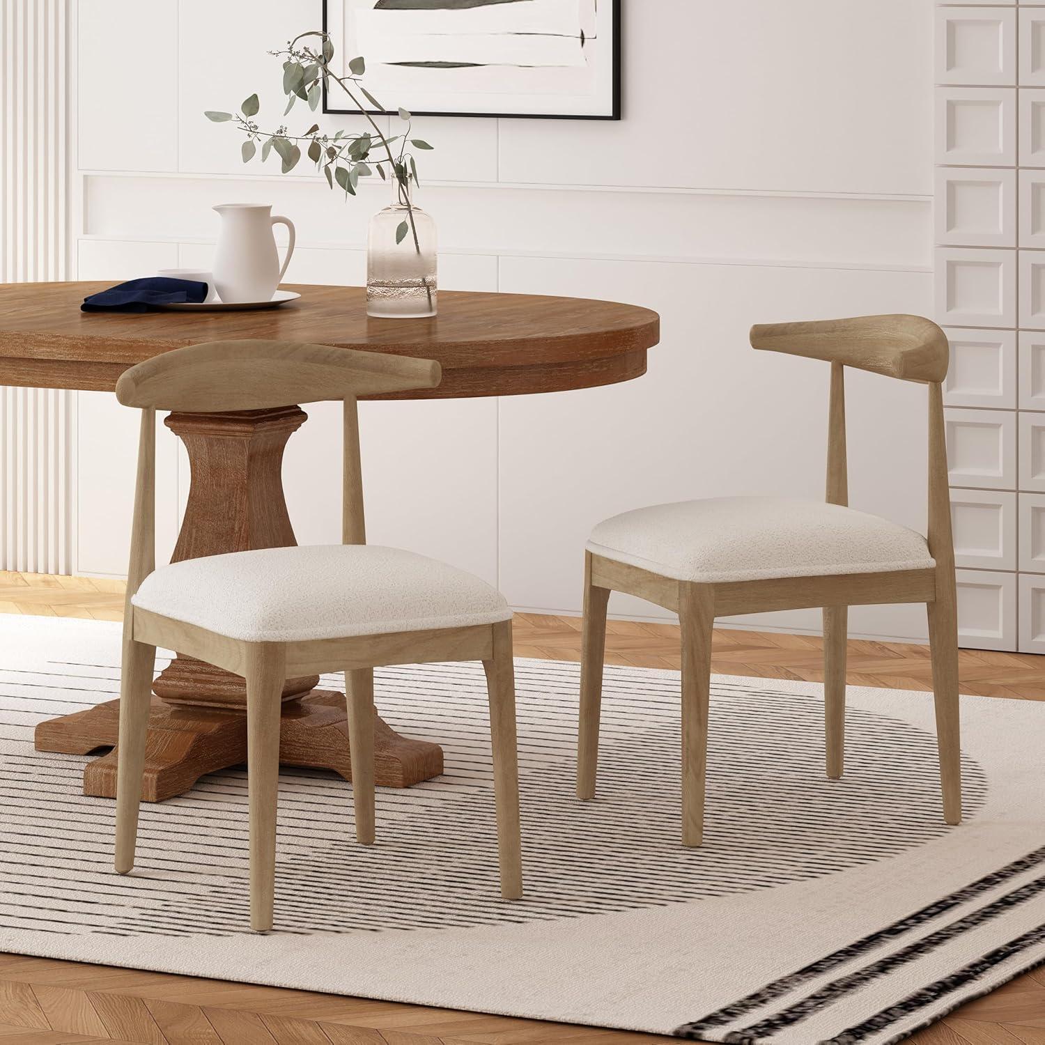 image:imageChristopher Knight Home Mika Fabric Upholstered Dining Chairs Set of 2 Wooden Dining Room Armless Chair Curved Backrest Kitchen Side Chair BlackLight Ashivory