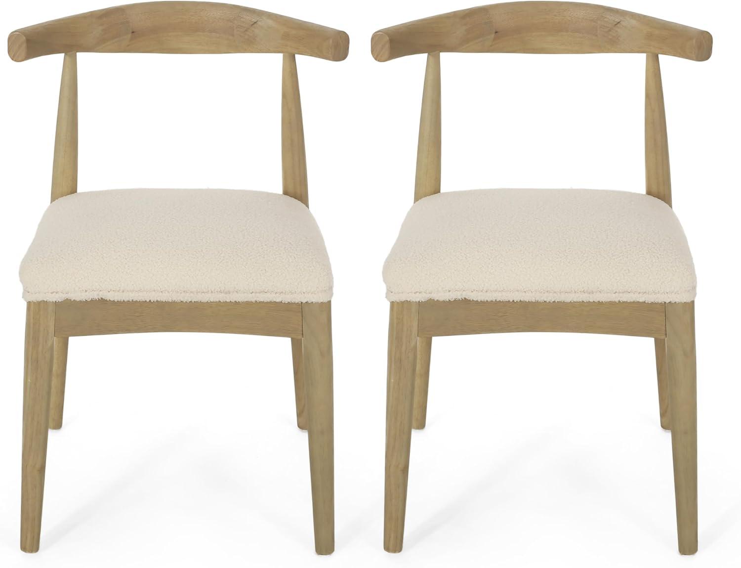 image:imageChristopher Knight Home Mika Fabric Upholstered Dining Chairs Set of 2 Wooden Dining Room Armless Chair Curved Backrest Kitchen Side Chair BlackLight Ashivory