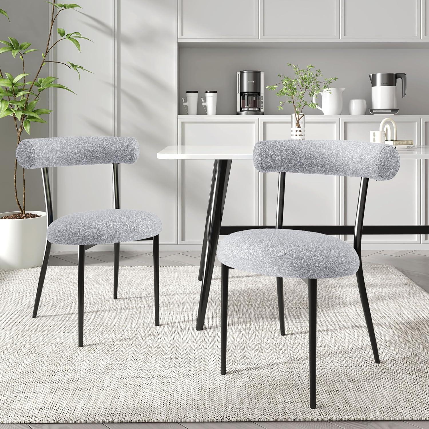 image:imageChristopher Knight Home Modern Dining ChairUpholstered Accent Chair for Dining RoomFabric Armchairs with Iron Legs Set of 2 Light GrayLight Gray