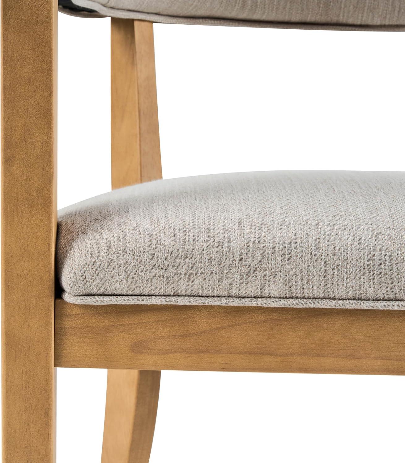 image:imageChristopher Knight Home Moren Upholstered Dining Chairs Set of 2 Sturdy Rubberwood Dining Chair with Armrest Kitchen Chairs with Comfy Curved Backrest Extra Seat for Dining Room Beige WalnutBeige Natural