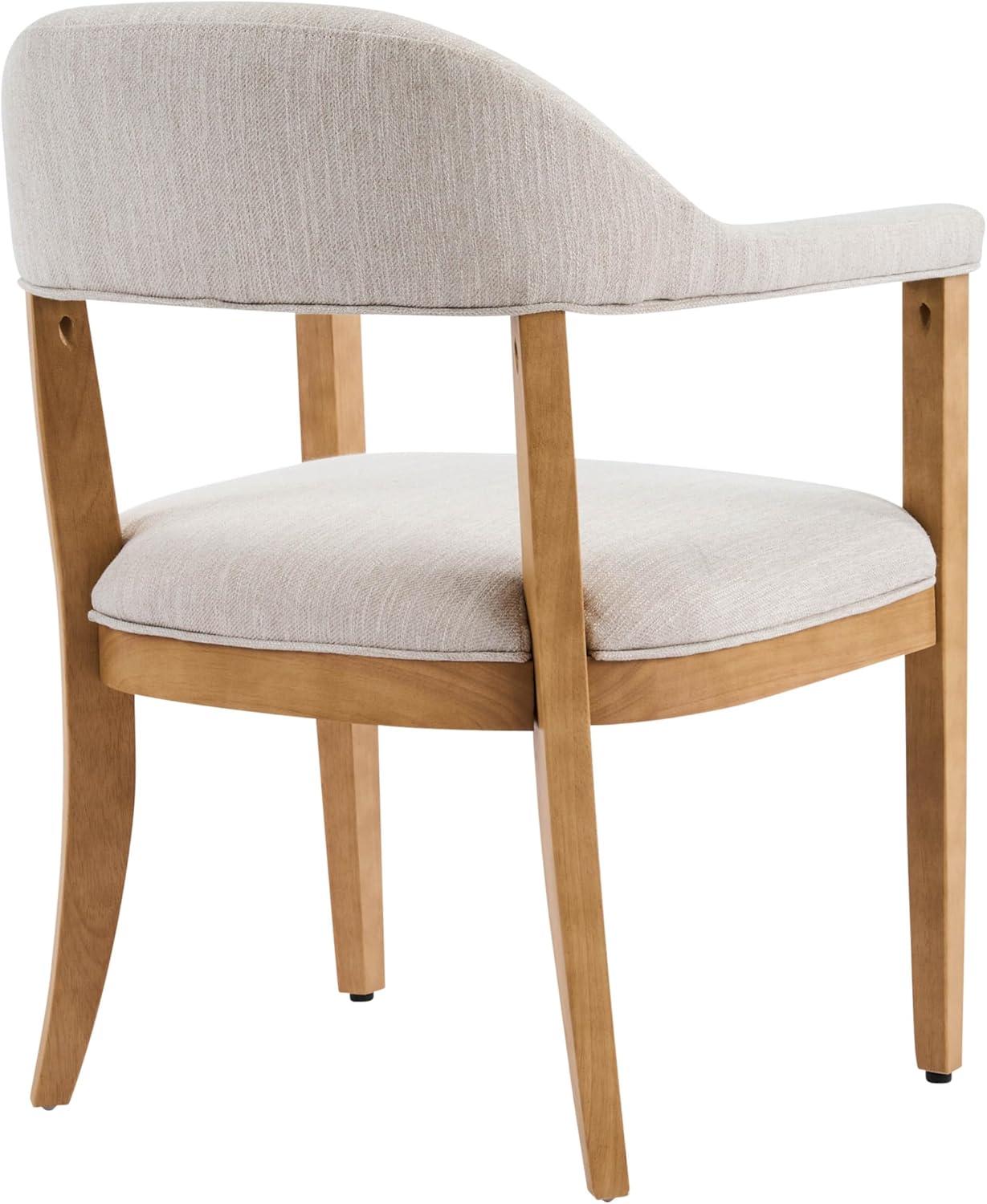 image:imageChristopher Knight Home Moren Upholstered Dining Chairs Set of 2 Sturdy Rubberwood Dining Chair with Armrest Kitchen Chairs with Comfy Curved Backrest Extra Seat for Dining Room Beige WalnutBeige Natural