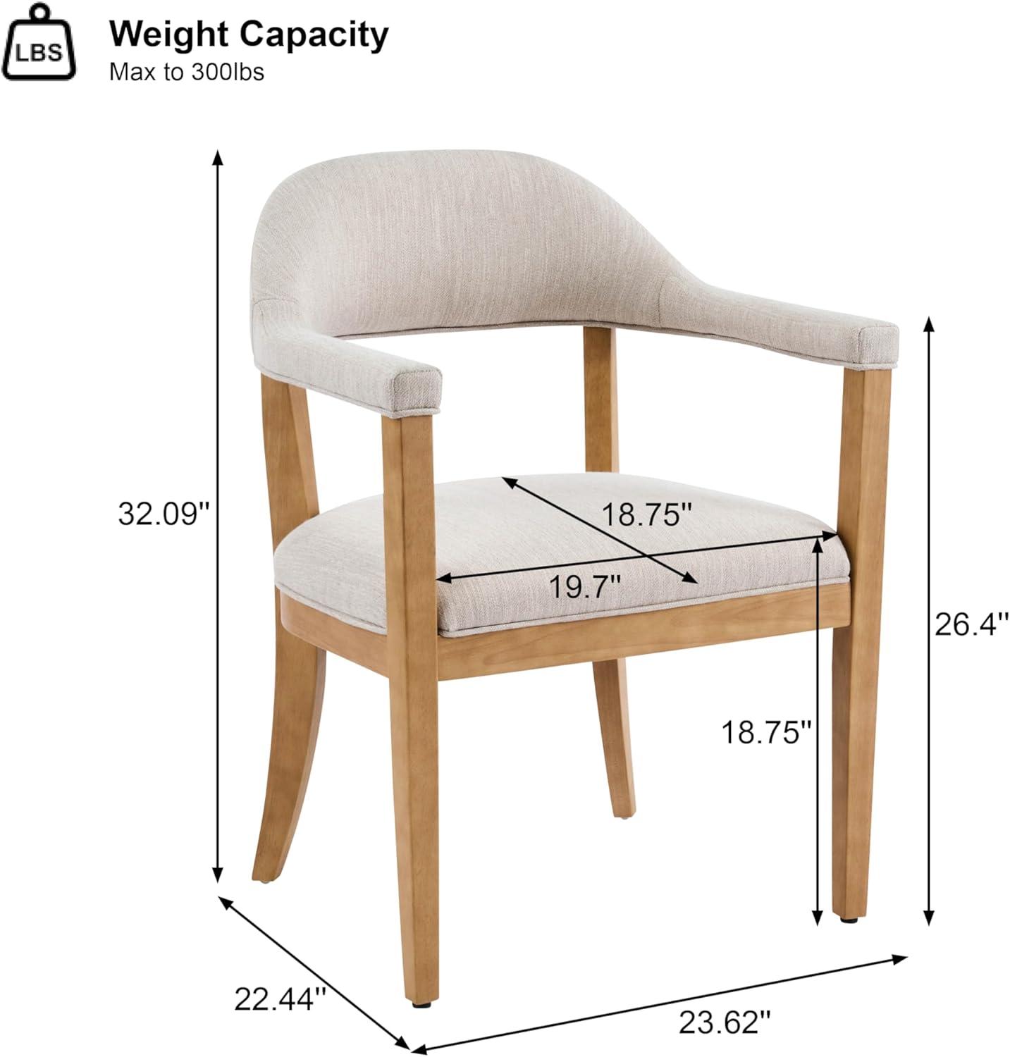 image:imageChristopher Knight Home Moren Upholstered Dining Chairs Set of 2 Sturdy Rubberwood Dining Chair with Armrest Kitchen Chairs with Comfy Curved Backrest Extra Seat for Dining Room Beige WalnutBeige Natural
