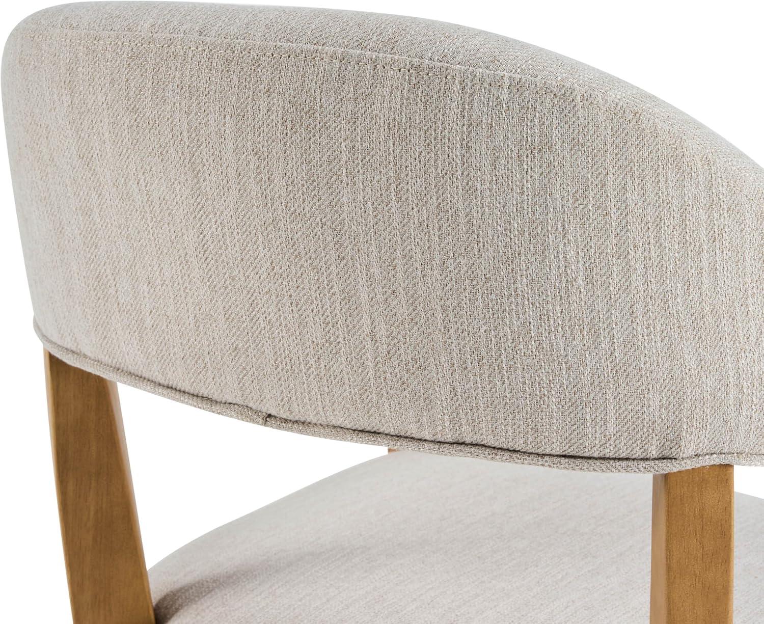 image:imageChristopher Knight Home Moren Upholstered Dining Chairs Set of 2 Sturdy Rubberwood Dining Chair with Armrest Kitchen Chairs with Comfy Curved Backrest Extra Seat for Dining Room Beige WalnutBeige Natural
