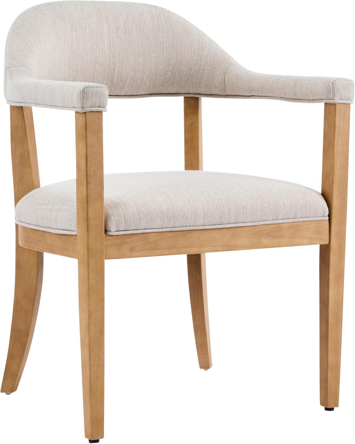 image:imageChristopher Knight Home Moren Upholstered Dining Chairs Set of 2 Sturdy Rubberwood Dining Chair with Armrest Kitchen Chairs with Comfy Curved Backrest Extra Seat for Dining Room Beige WalnutBeige Natural
